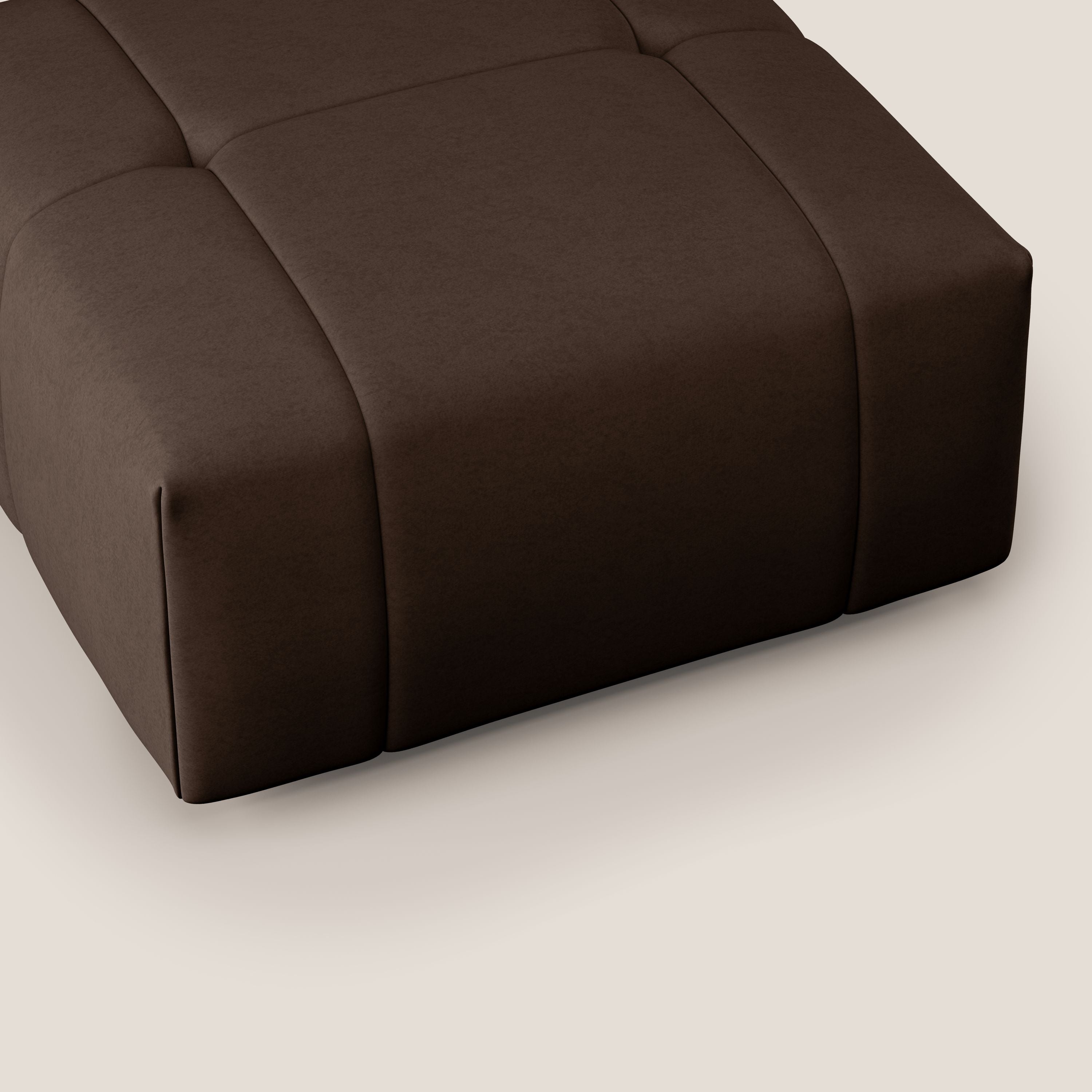 Giotto pouf in morbida microfibra effetto velluto impermeabile idrorepellente T09 marrone - divani.store