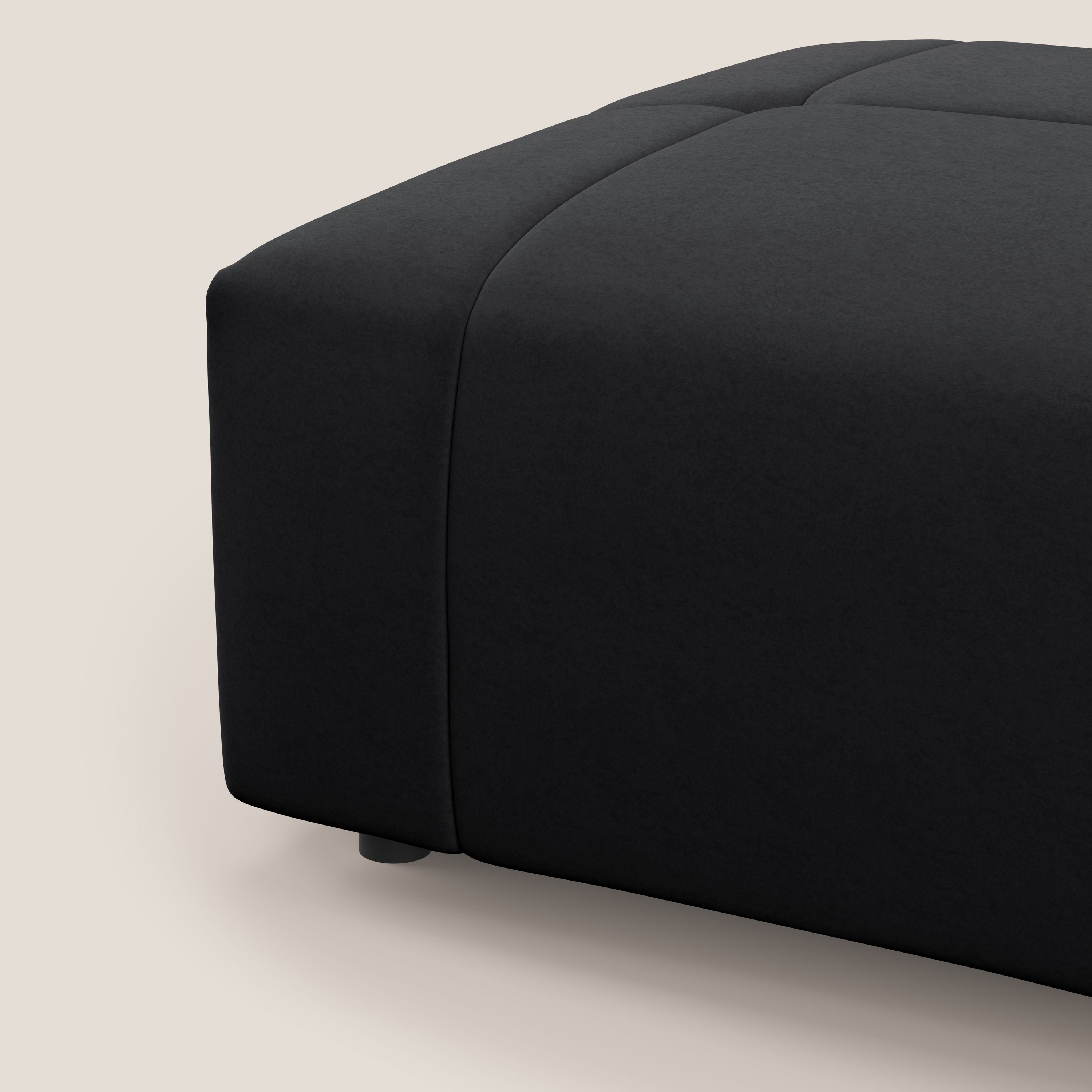 Giotto pouf in morbida microfibra effetto velluto impermeabile idrorepellente T09 antracite - divani.store