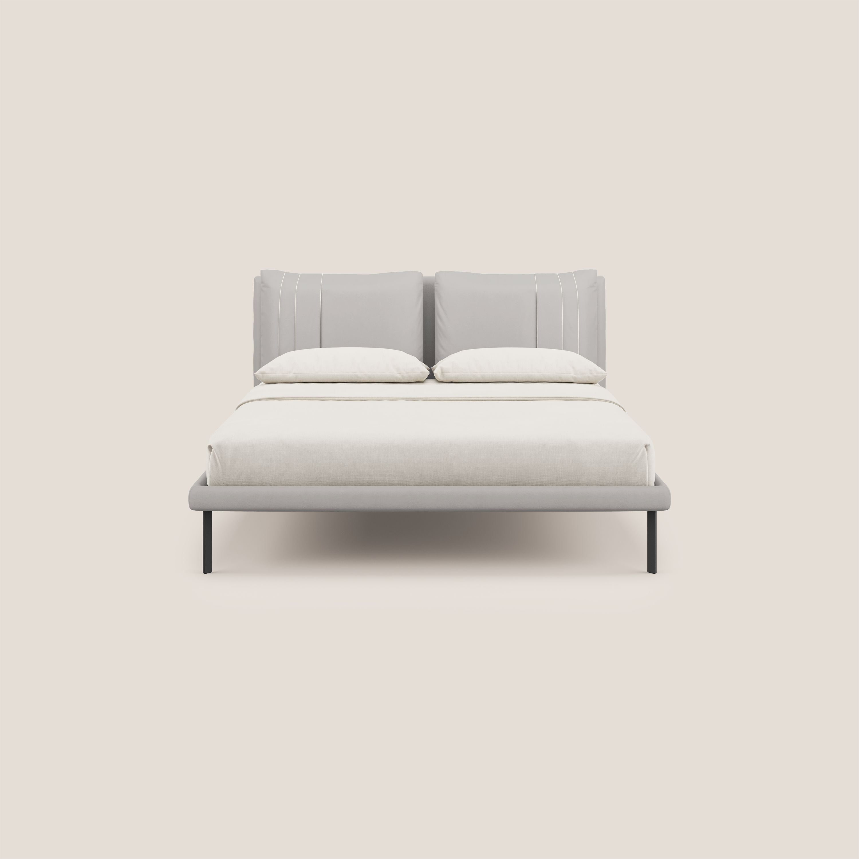 Giselle letto moderno con cuscini testata regolabili con tasche in microfibra impermeabile T11 grigio chiaro - divani.store