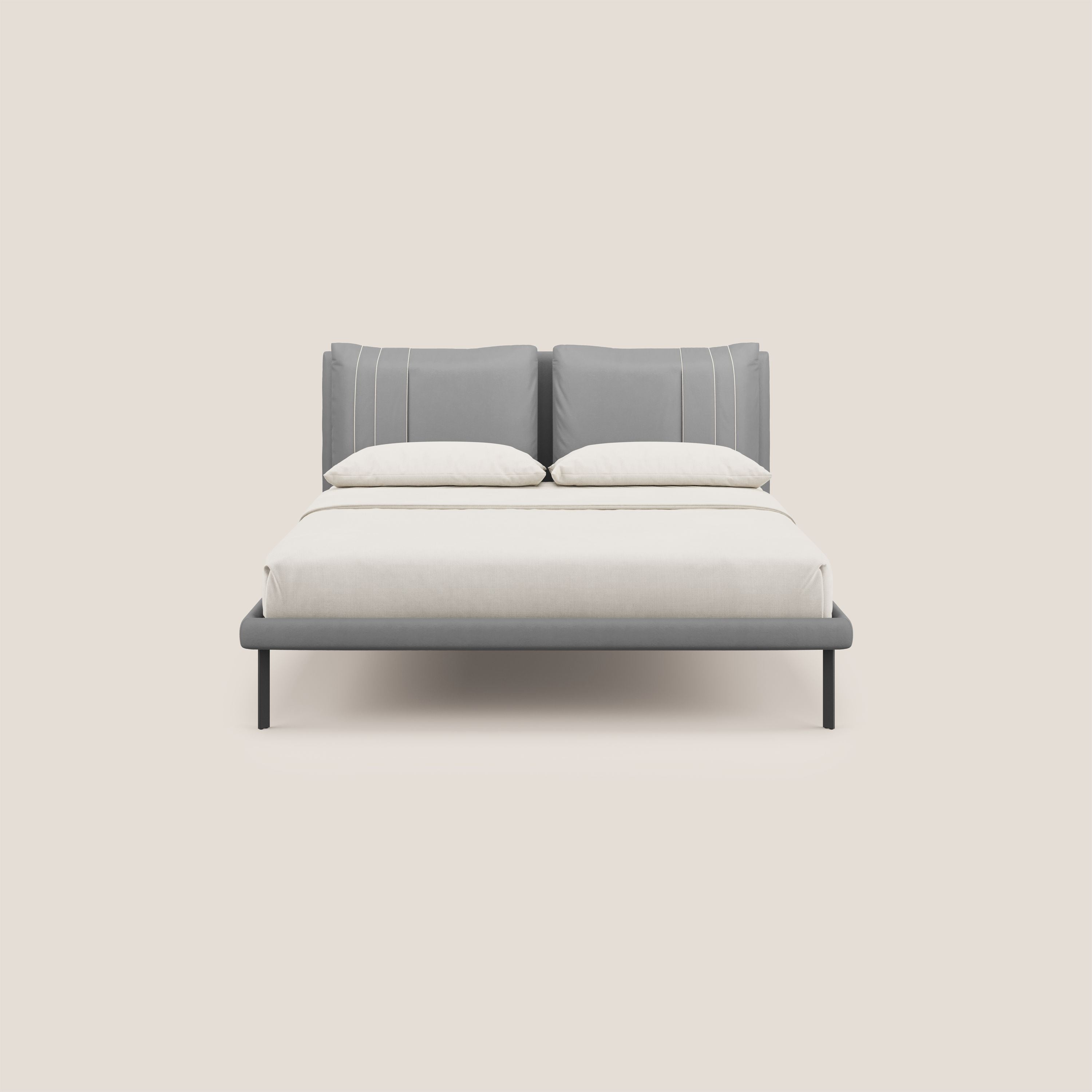 Giselle letto moderno con cuscini testata regolabili con tasche in microfibra impermeabile T11 grigio - divani.store