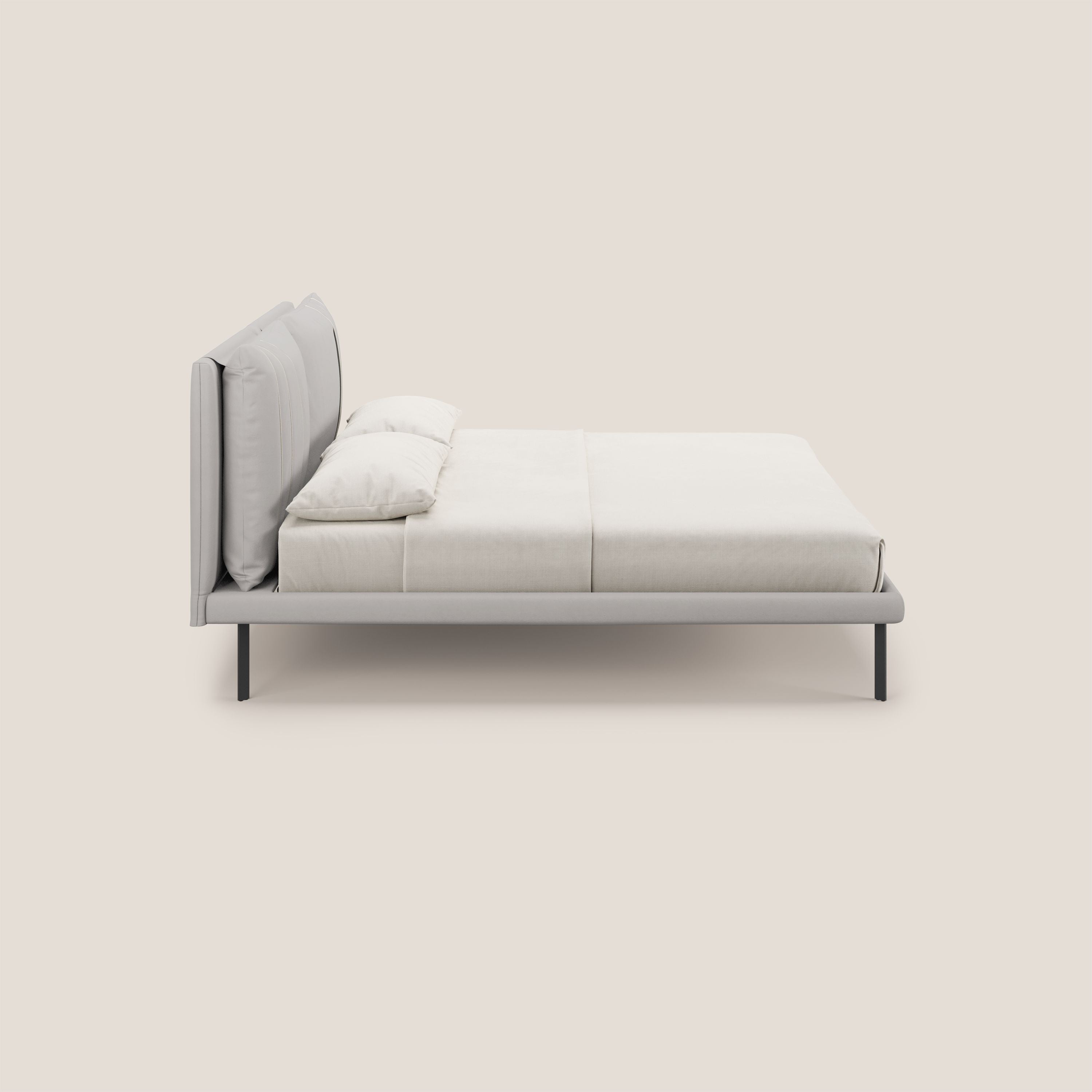 Giselle letto moderno con cuscini testata regolabili con tasche in microfibra impermeabile T11 grigio chiaro - divani.store