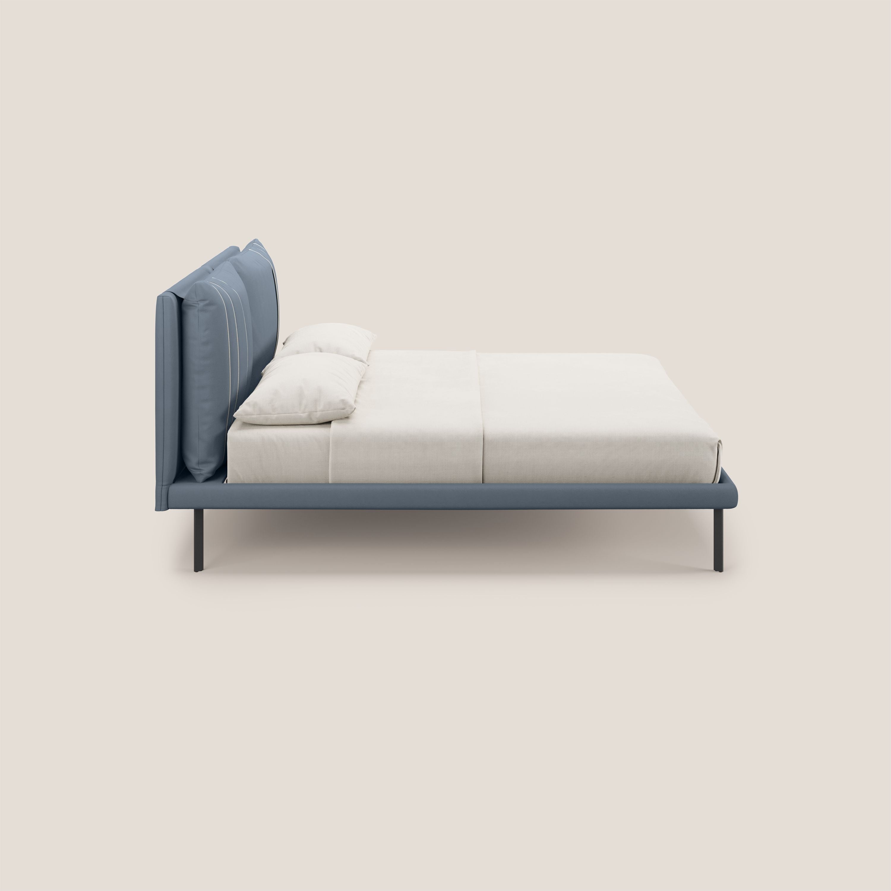 Giselle letto moderno con cuscini testata regolabili con tasche in microfibra impermeabile T11 carta da zucchero - divani.store