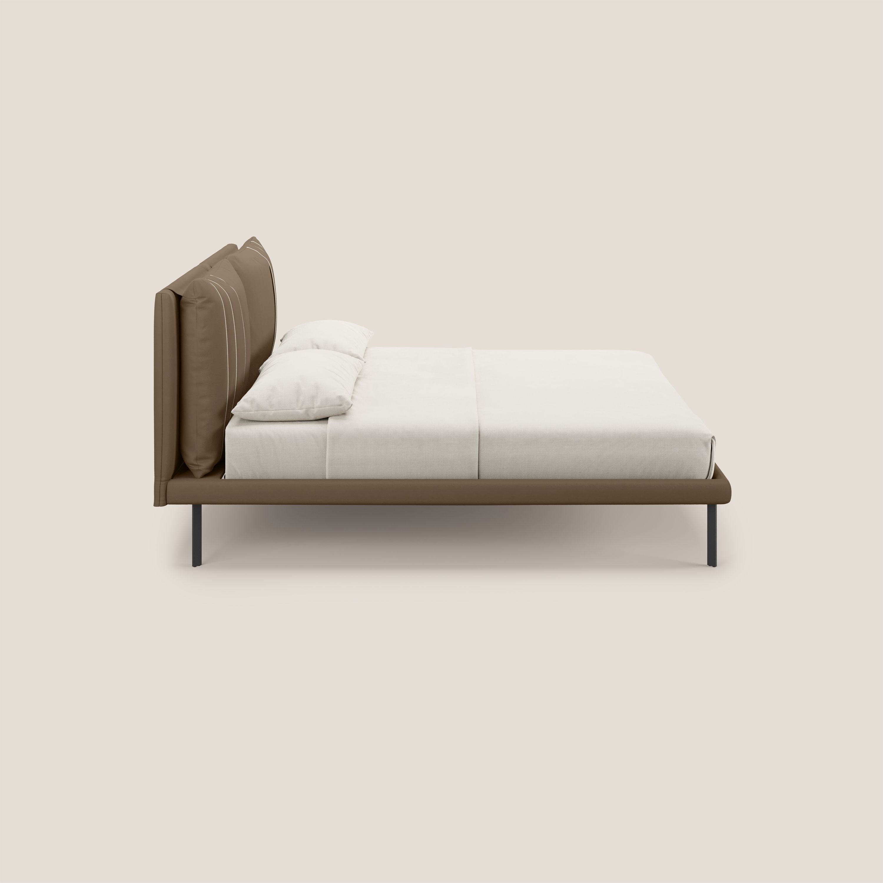 Giselle letto moderno con cuscini testata regolabili con tasche in microfibra impermeabile T11 marrone - divani.store