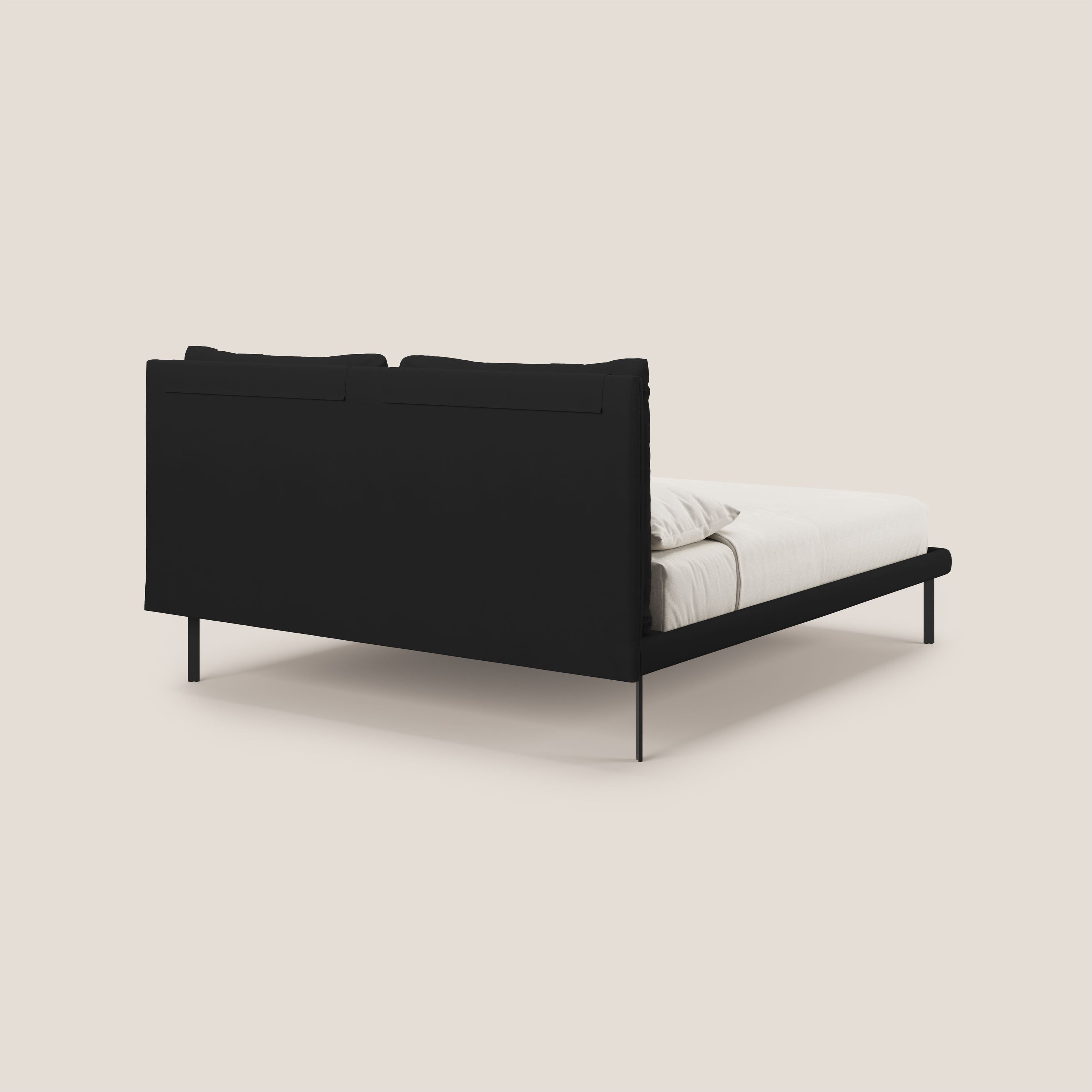 Giselle letto moderno con cuscini testata regolabili con tasche in microfibra impermeabile T11 nero - divani.store