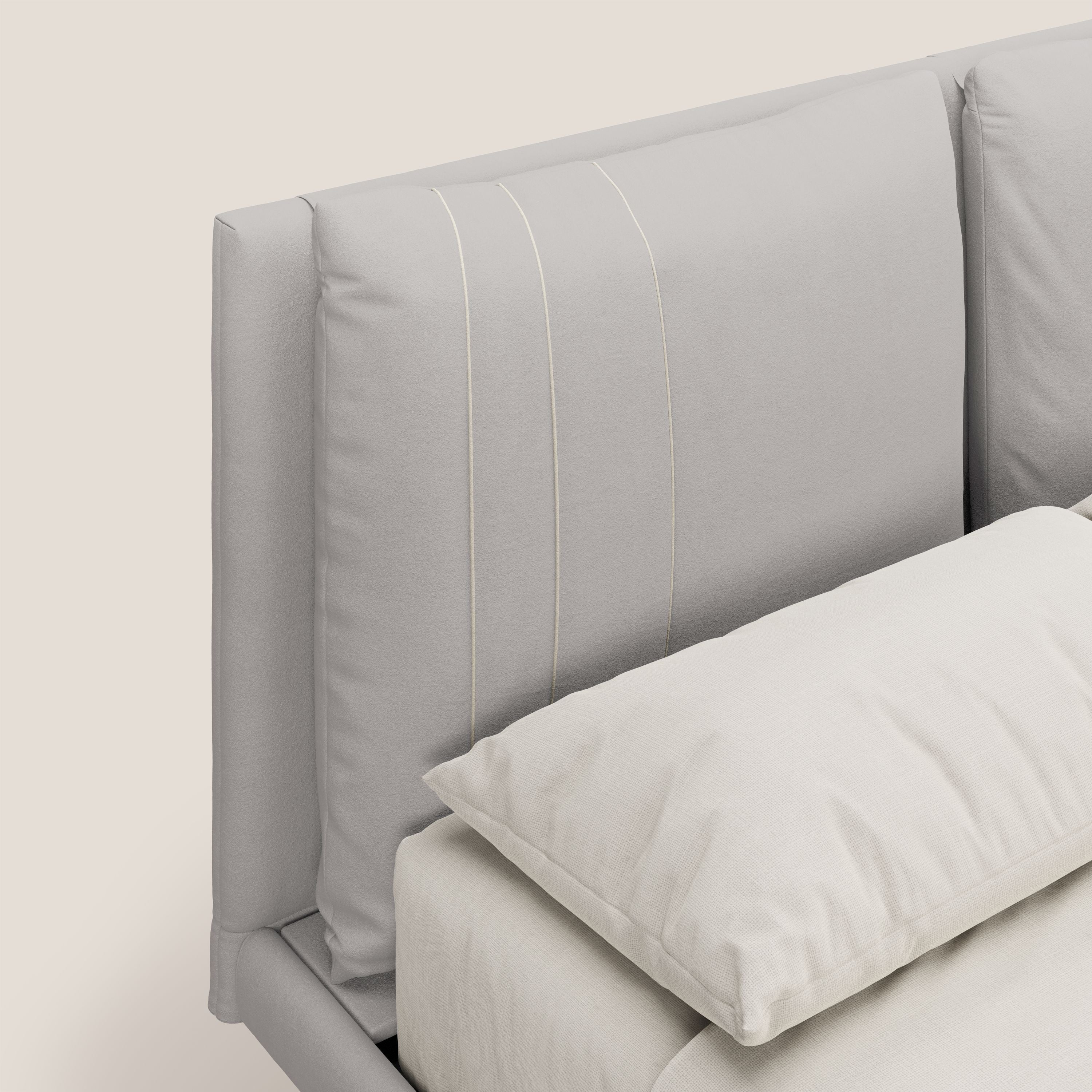 Giselle letto moderno con cuscini testata regolabili con tasche in microfibra impermeabile T11 grigio chiaro - divani.store