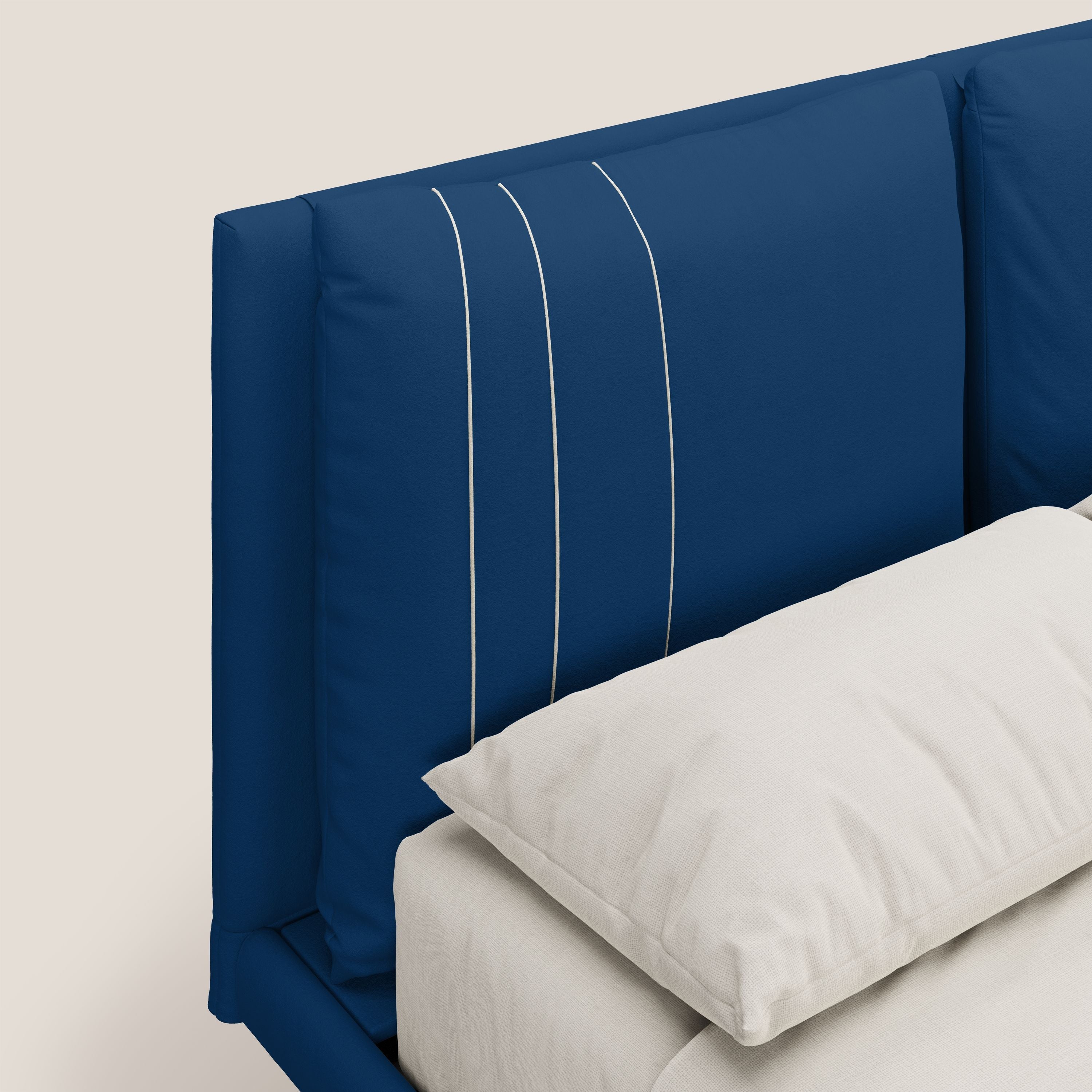 Giselle letto moderno con cuscini testata regolabili con tasche in microfibra impermeabile T11 blu - divani.store