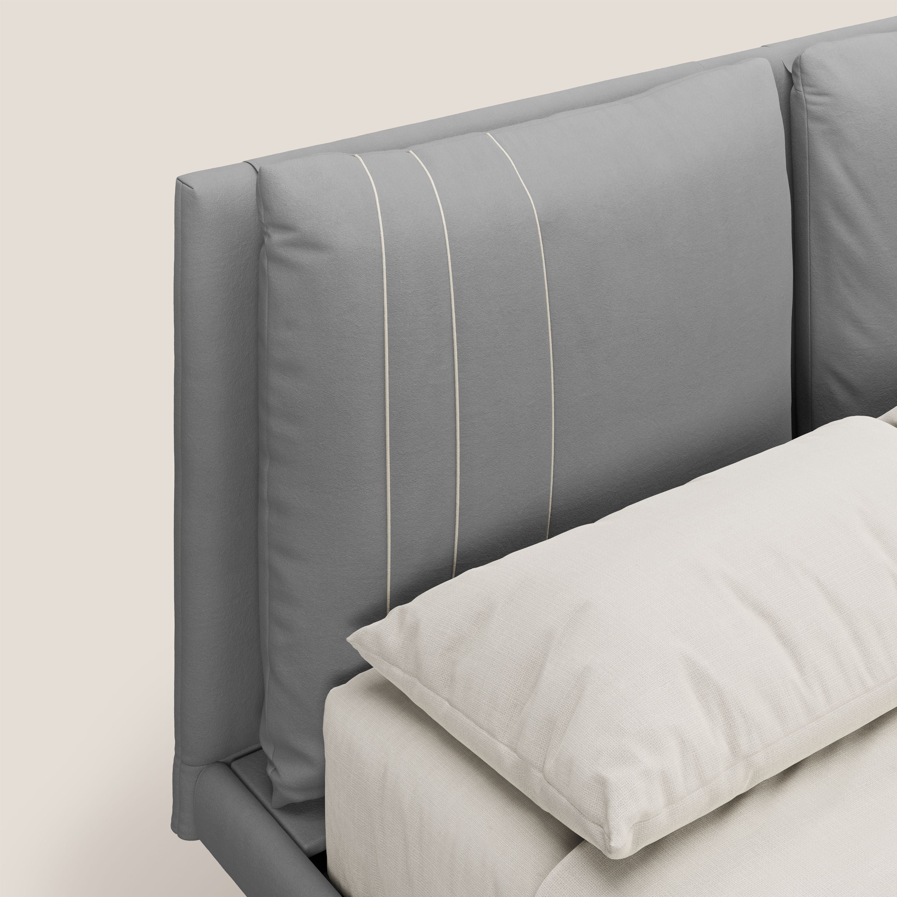 Giselle letto moderno con cuscini testata regolabili con tasche in microfibra impermeabile T11 grigio - divani.store