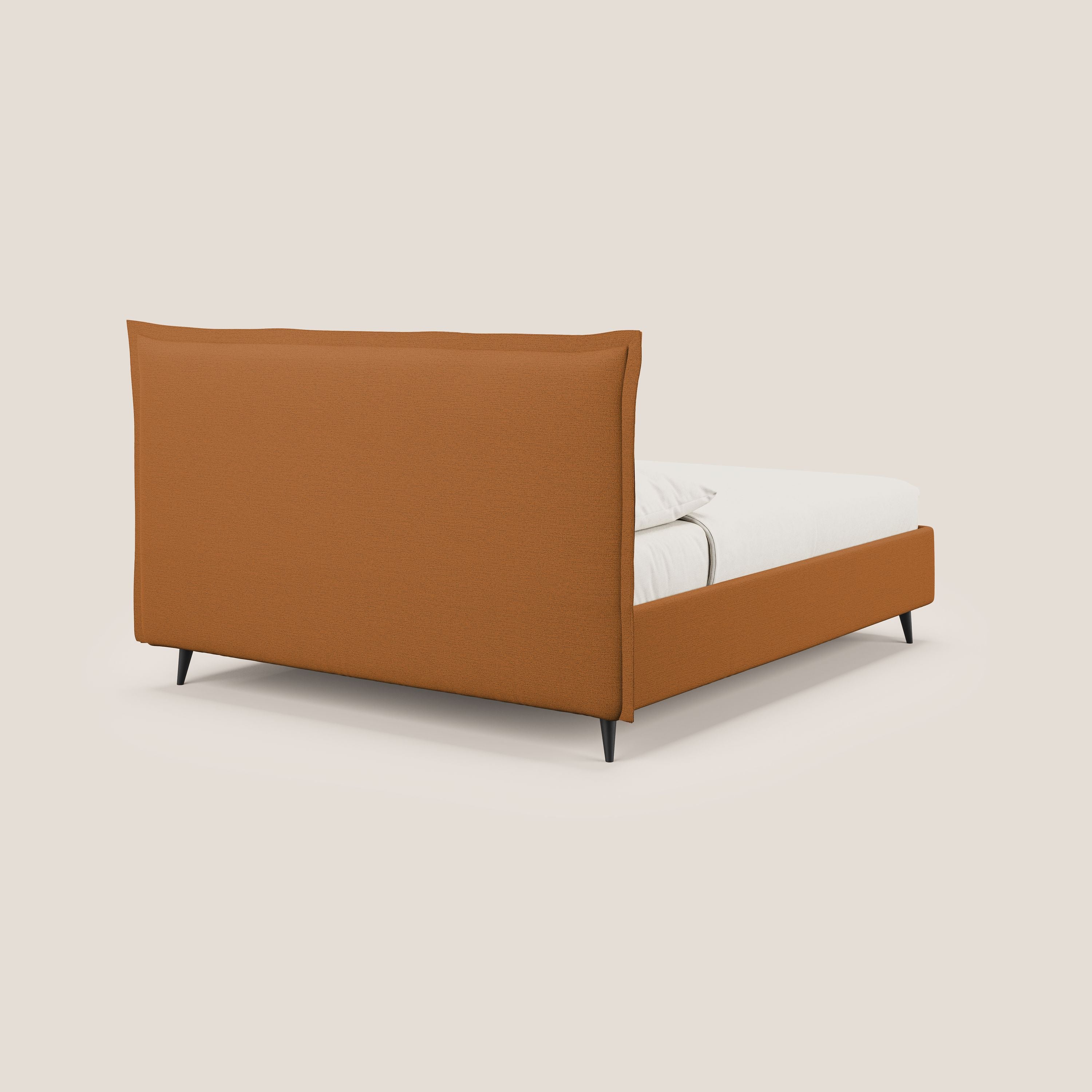 Hans letto contenitore imbottito minimal in tessuto simil cotone impermeabile T19 arancio - divani.store