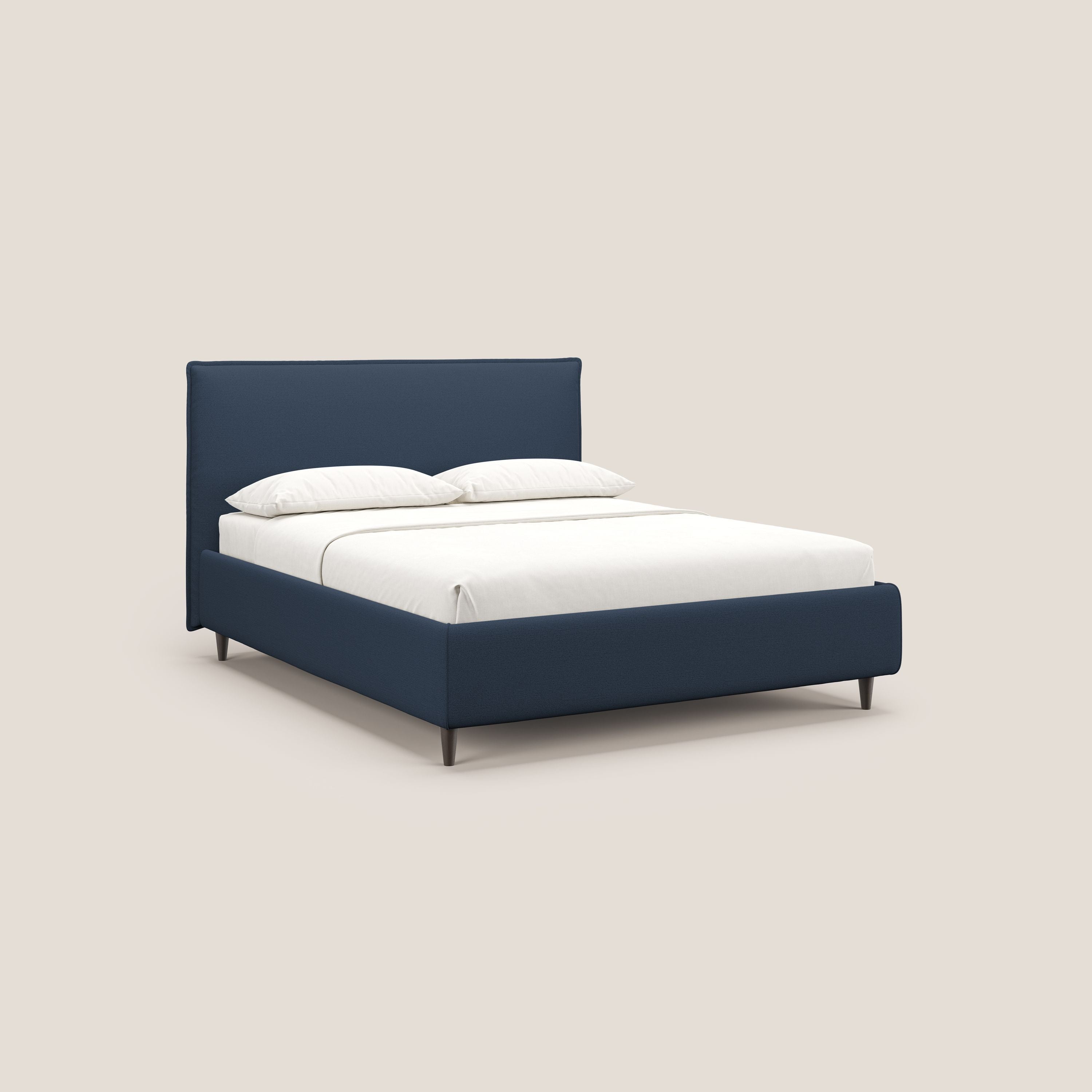 Hunter letto imbottito contenitore sfoderabile in tessuto impermeabile fiammato T19 blu - divani.store