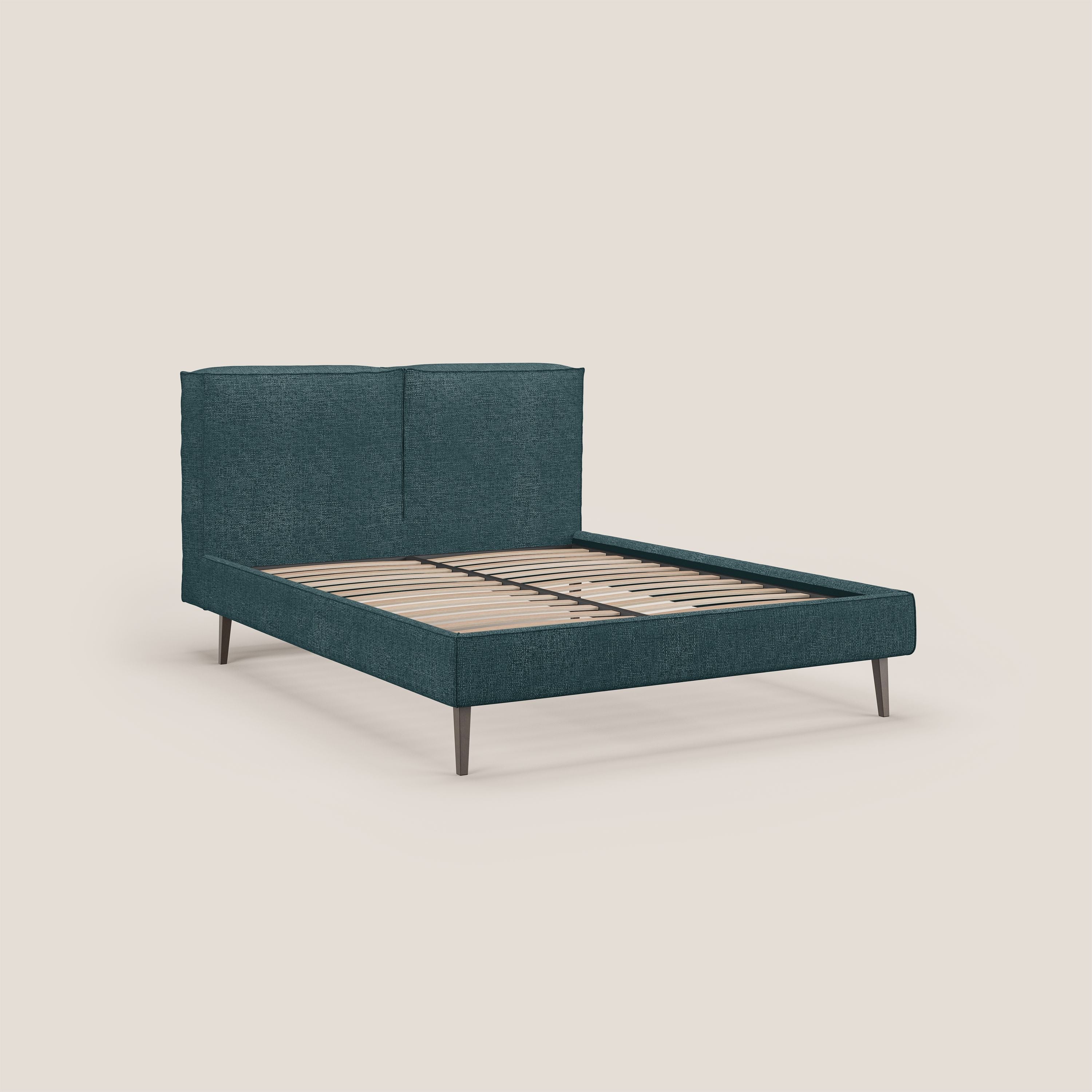 Isotta letto imbottito completamente sfoderabile in morbido tessuti impermeabile T10 petrolio - divani.store