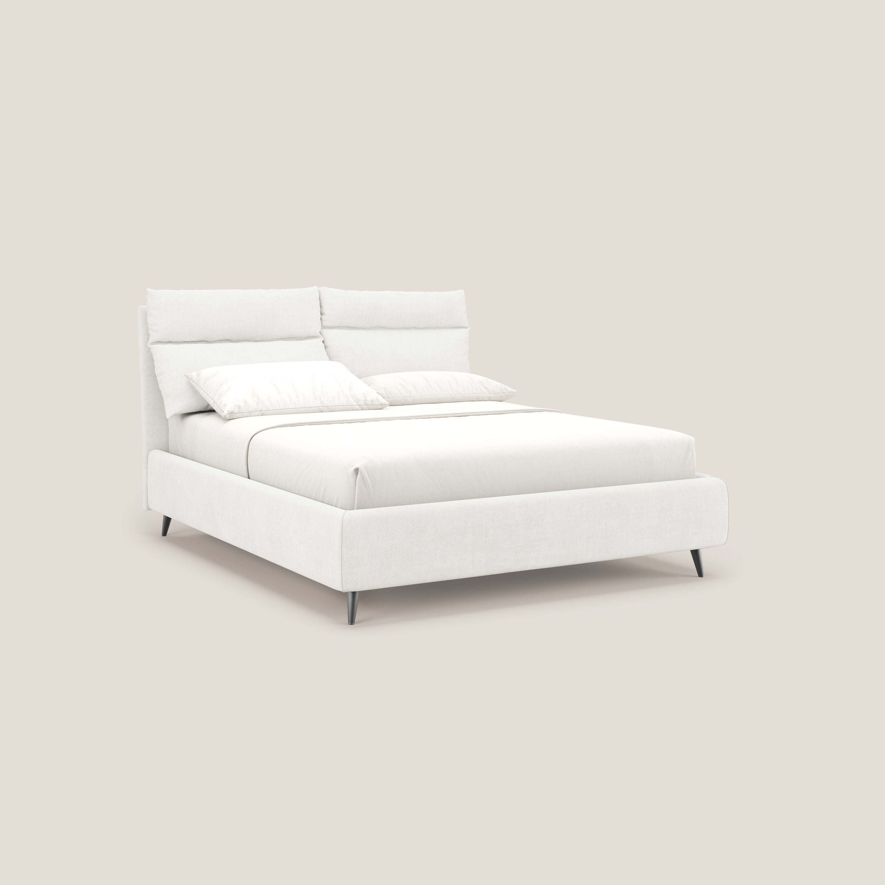 Jerry letto imbottito contenitore e cuscini reclinabili in tessuto smacchiabile T17 bianco - divani.store