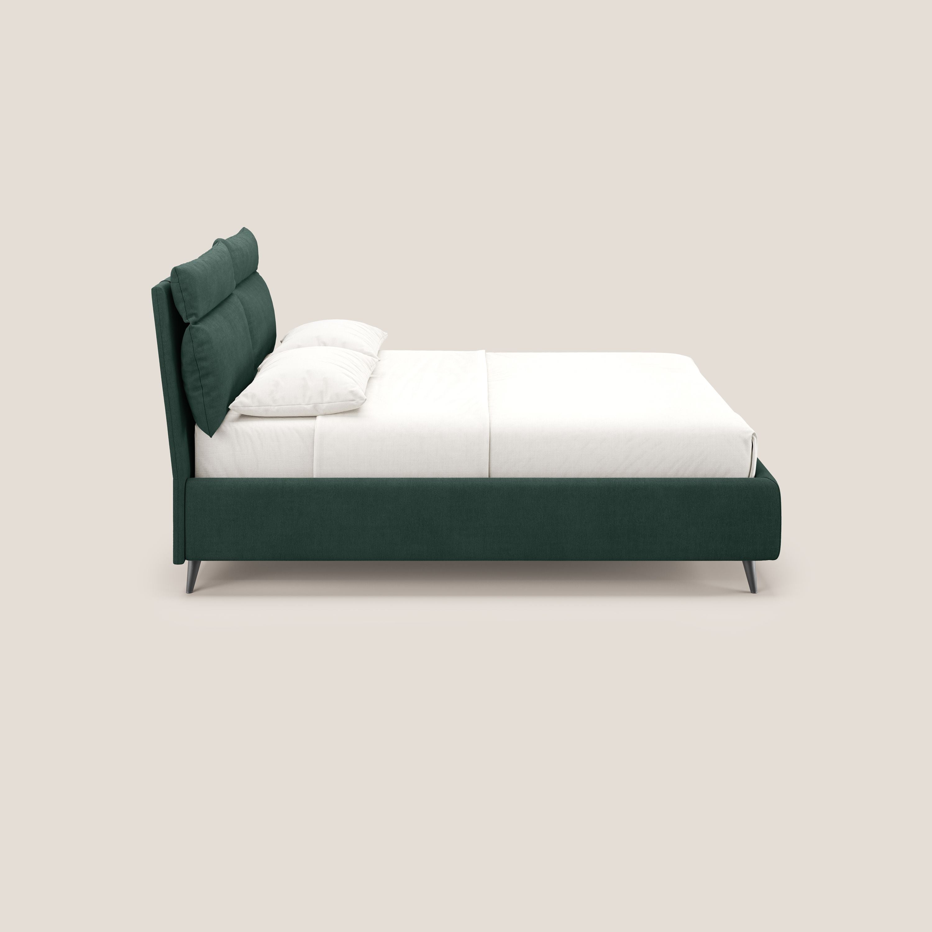 Jerry letto imbottito contenitore e cuscini reclinabili in tessuto smacchiabile T17 verde - divani.store