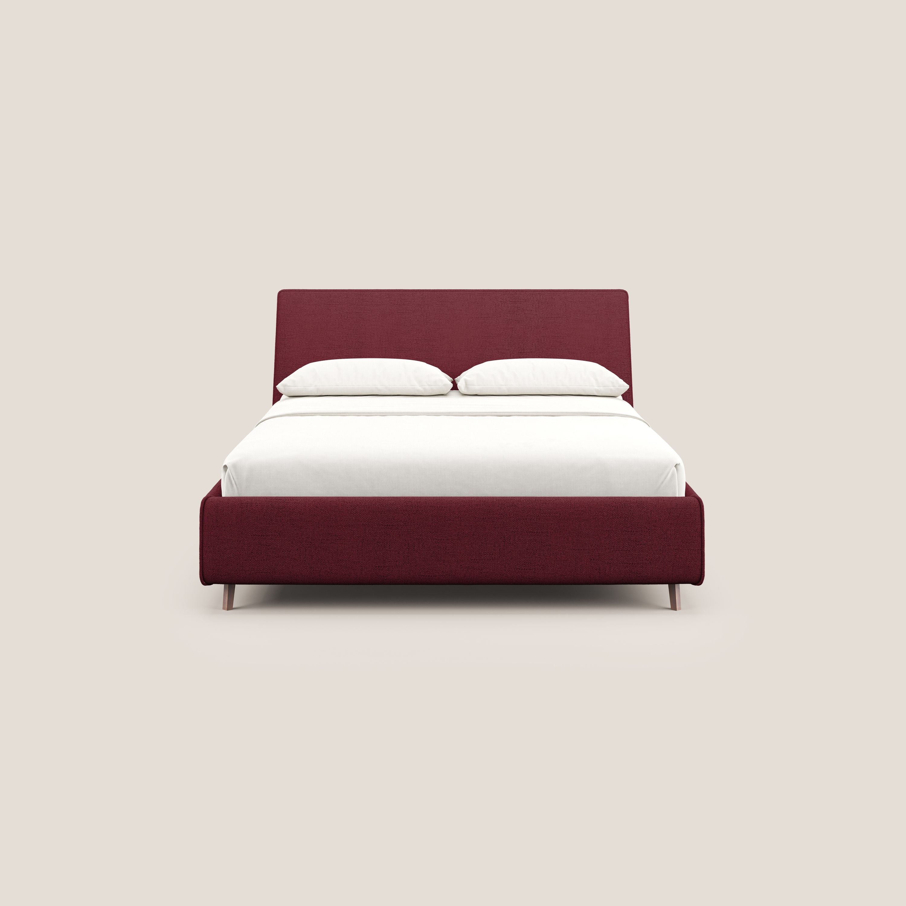 Justin letto imbottito contenitore e sfoderabile in tessuto fiammato impermeabile T03 rosso - divani.store