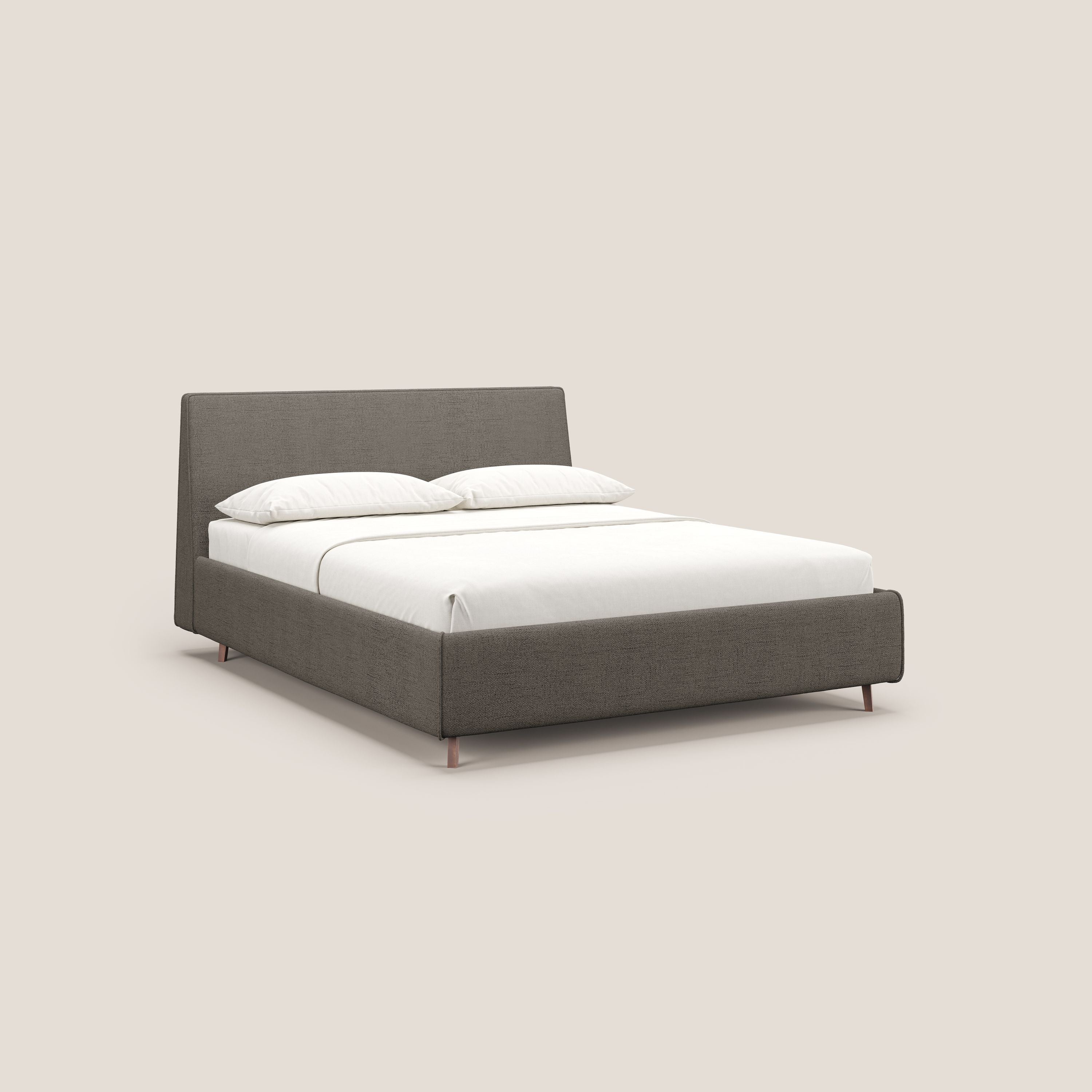 Justin letto imbottito contenitore e sfoderabile in tessuto fiammato impermeabile T03 talpa - divani.store
