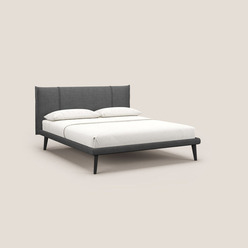 Klaus LETTO moderno con piedi in mogano e tessuto fiammato impermeabile T03 grigio - divani.store
