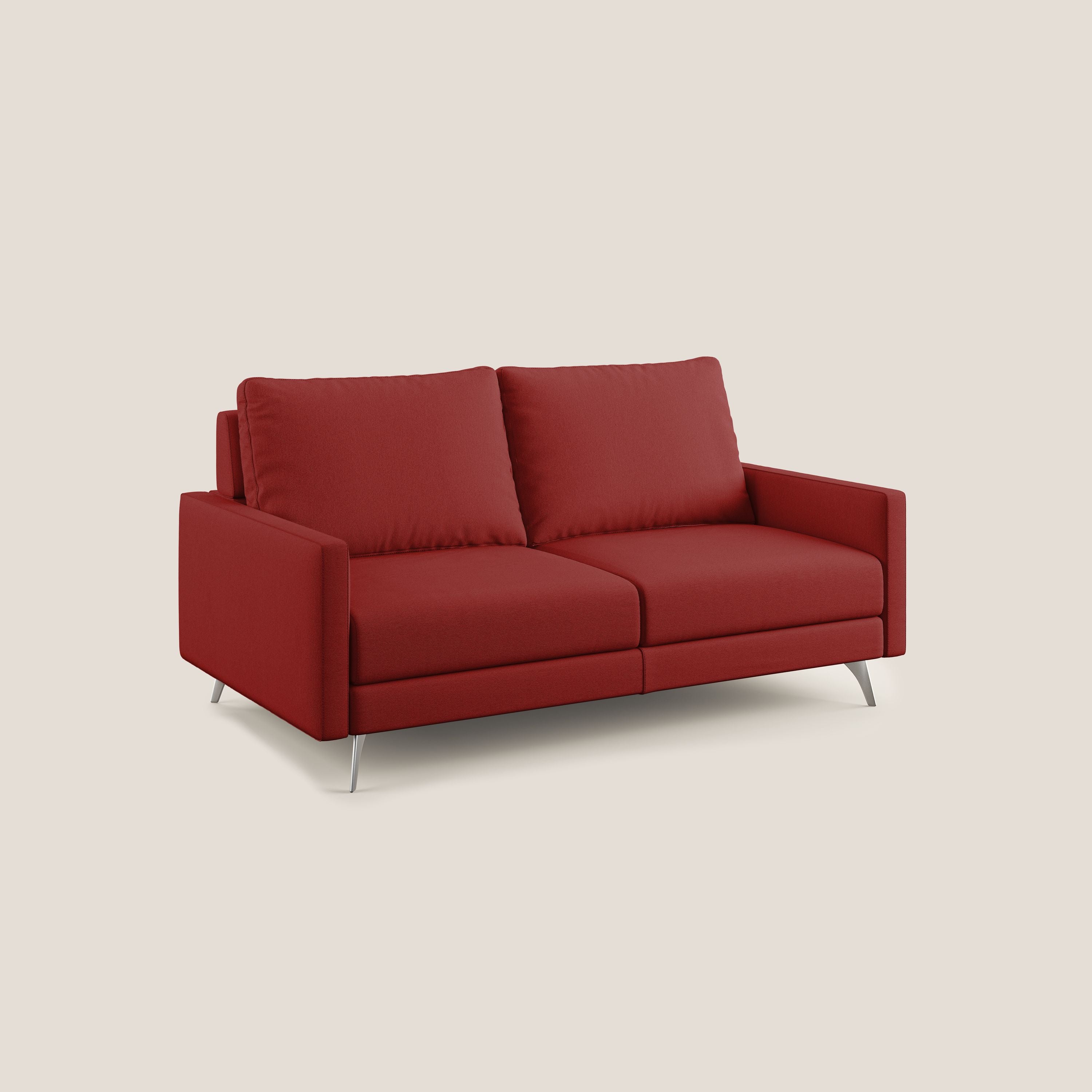 Klimt divano con sedute allungabili e schienali in piuma d'oca in tessuto smacchiabile T05 rosso - divani.store
