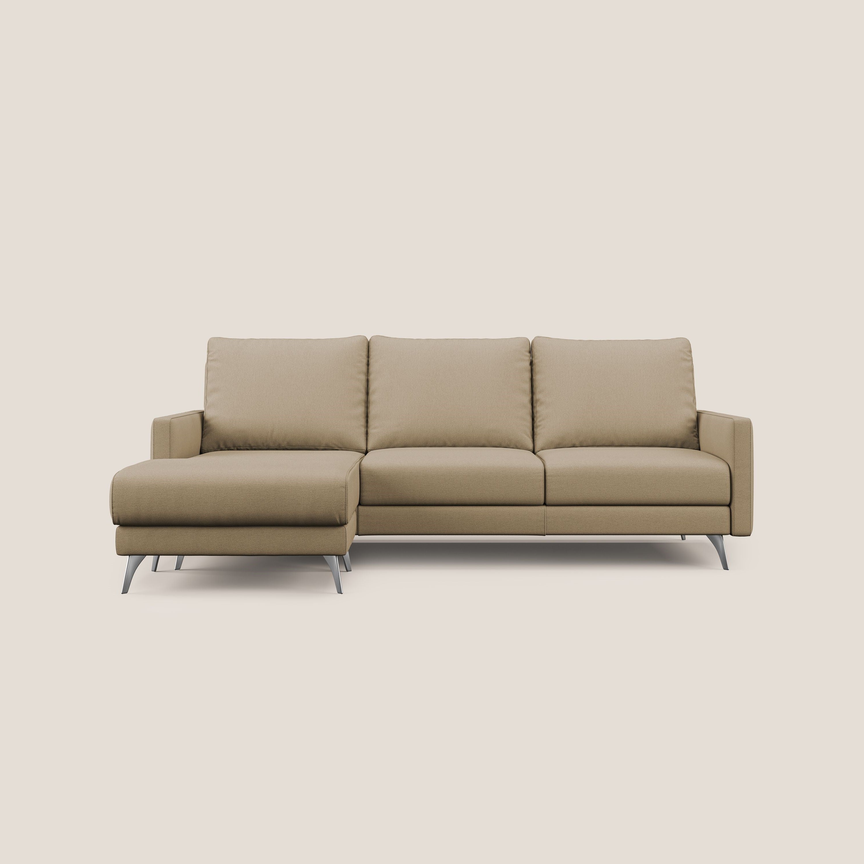 Klimt Divano angolare con sedute scorrevoli in tessuto morbido smacchiabile T05 beige - divani.store