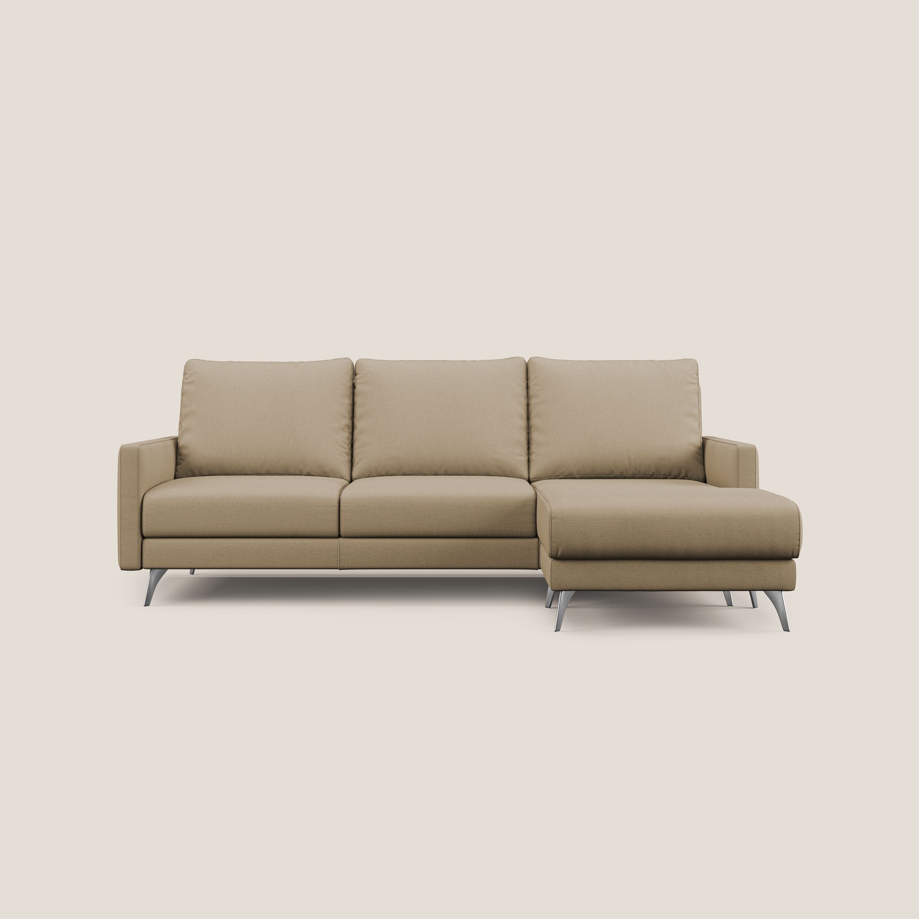 Klimt Divano angolare con sedute scorrevoli in tessuto morbido smacchiabile T05 beige - divani.store