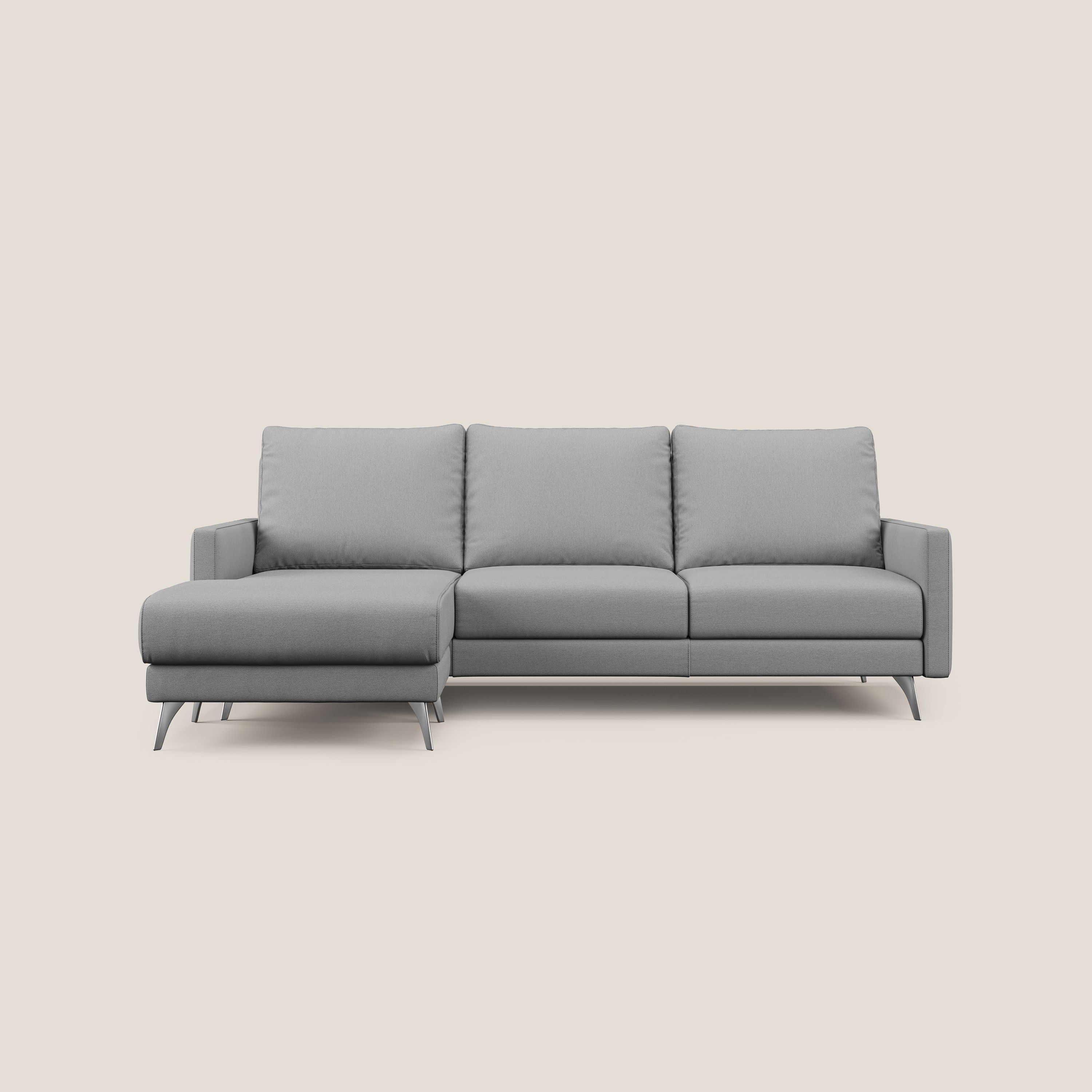 Klimt Divano angolare con sedute scorrevoli in tessuto morbido smacchiabile T05 grigio - divani.store
