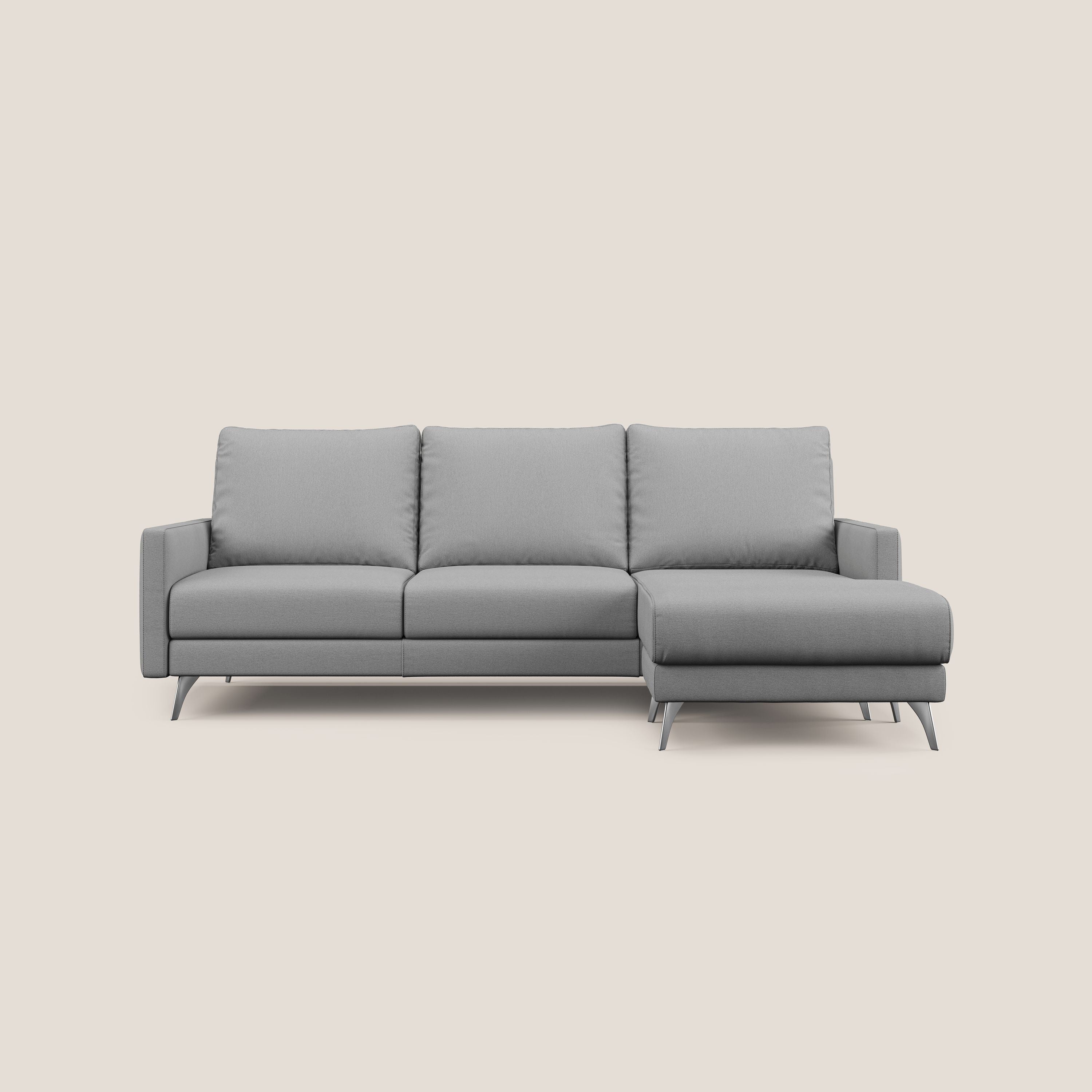 Klimt Divano angolare con sedute scorrevoli in tessuto morbido smacchiabile T05 grigio - divani.store