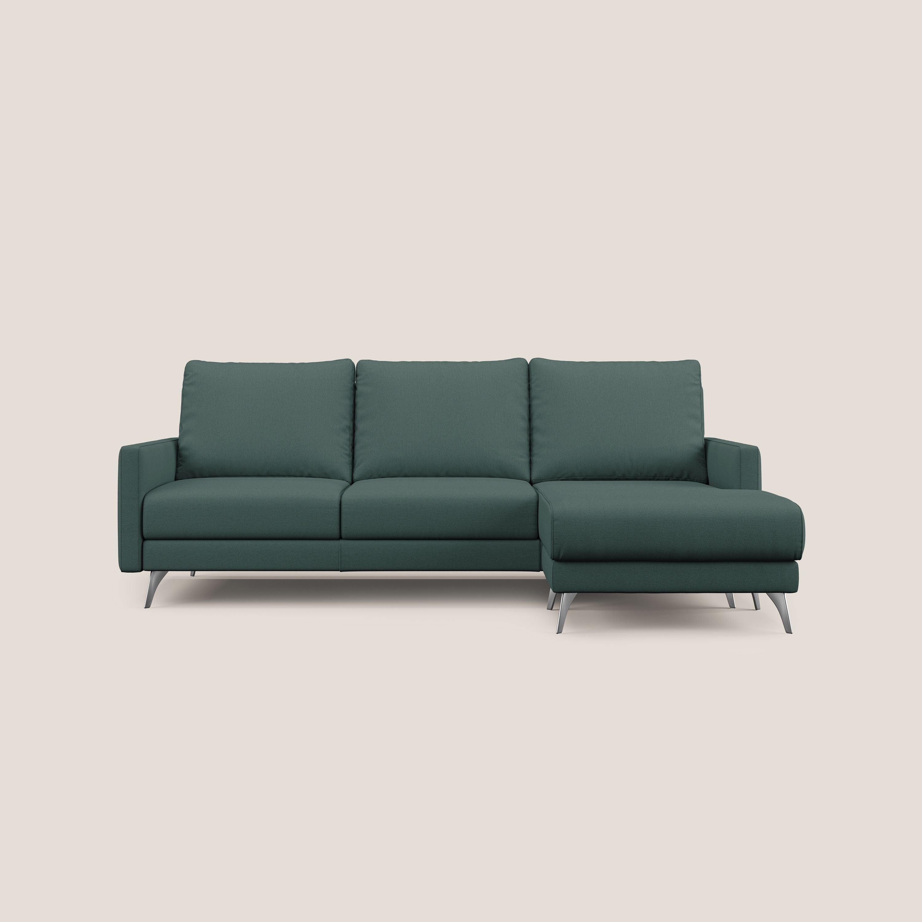 Klimt Divano angolare con sedute scorrevoli in tessuto morbido smacchiabile T05 verde - divani.store