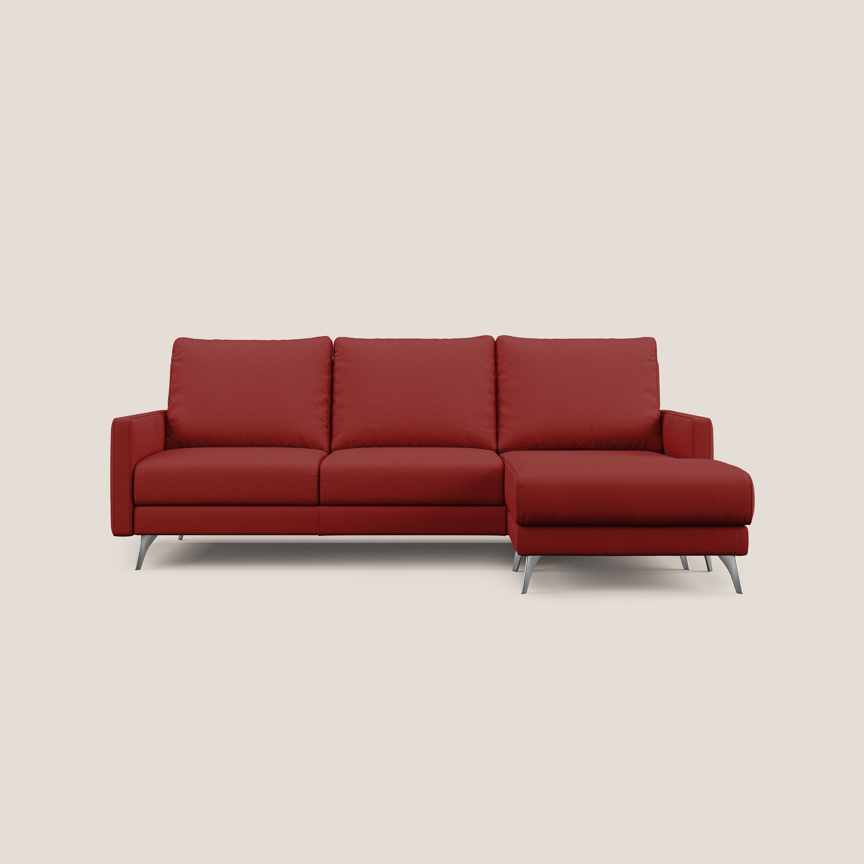 Klimt Divano angolare con sedute scorrevoli in tessuto morbido smacchiabile T05 rosso - divani.store