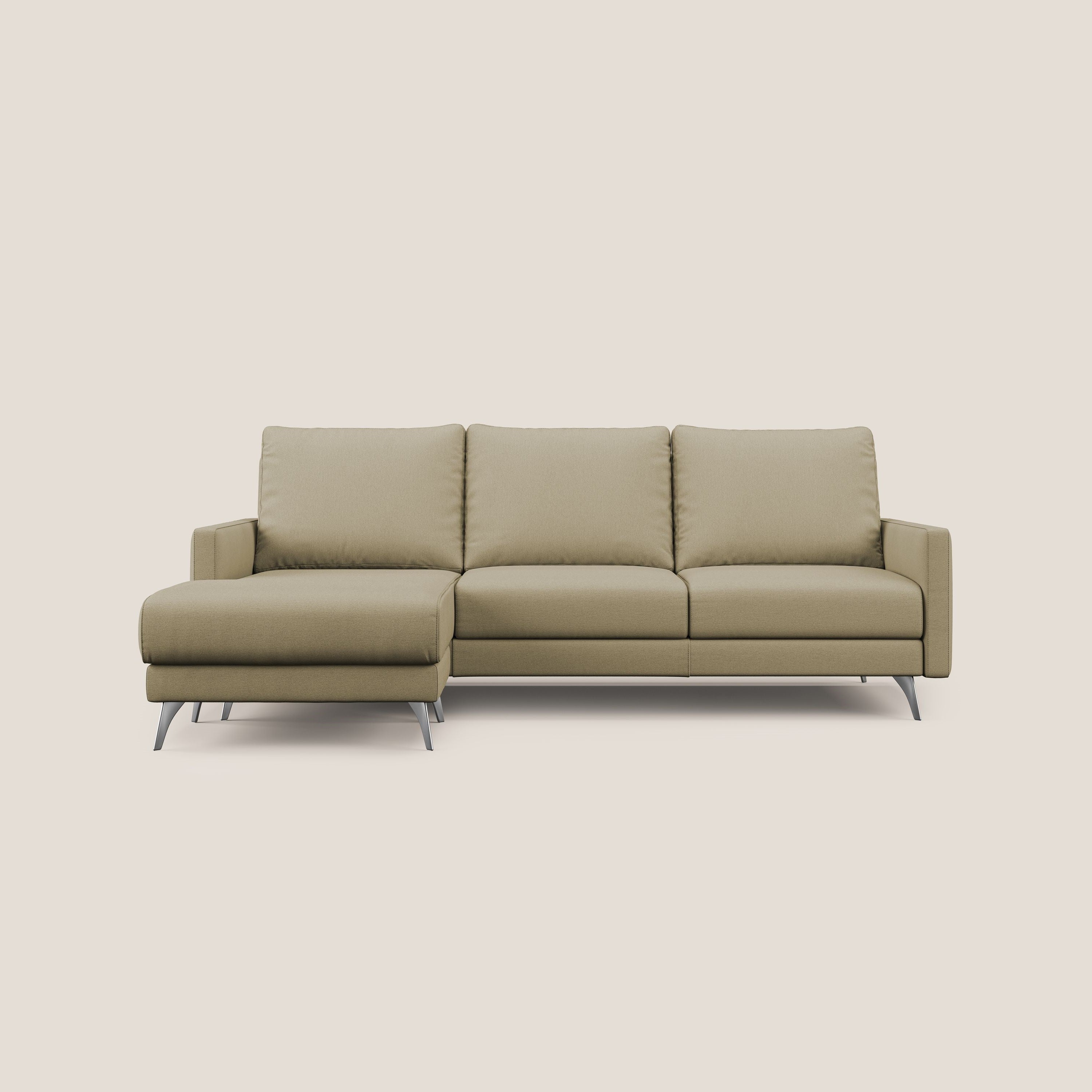 Klimt Divano angolare con sedute scorrevoli in tessuto morbido smacchiabile T05 cammello - divani.store