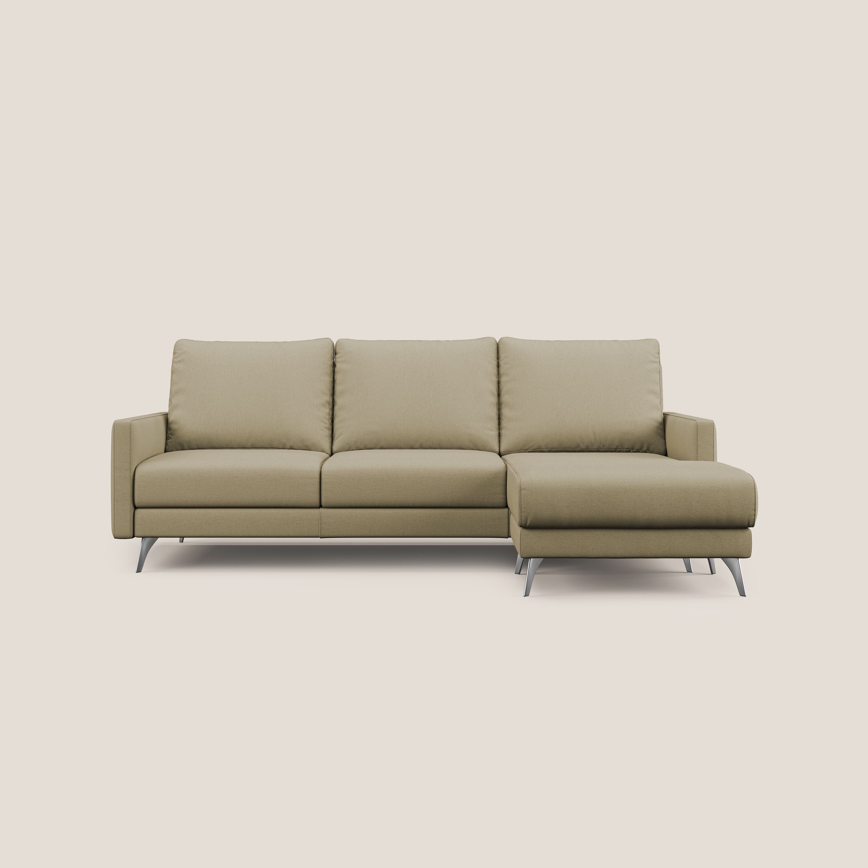 Klimt Divano angolare con sedute scorrevoli in tessuto morbido smacchiabile T05 cammello - divani.store
