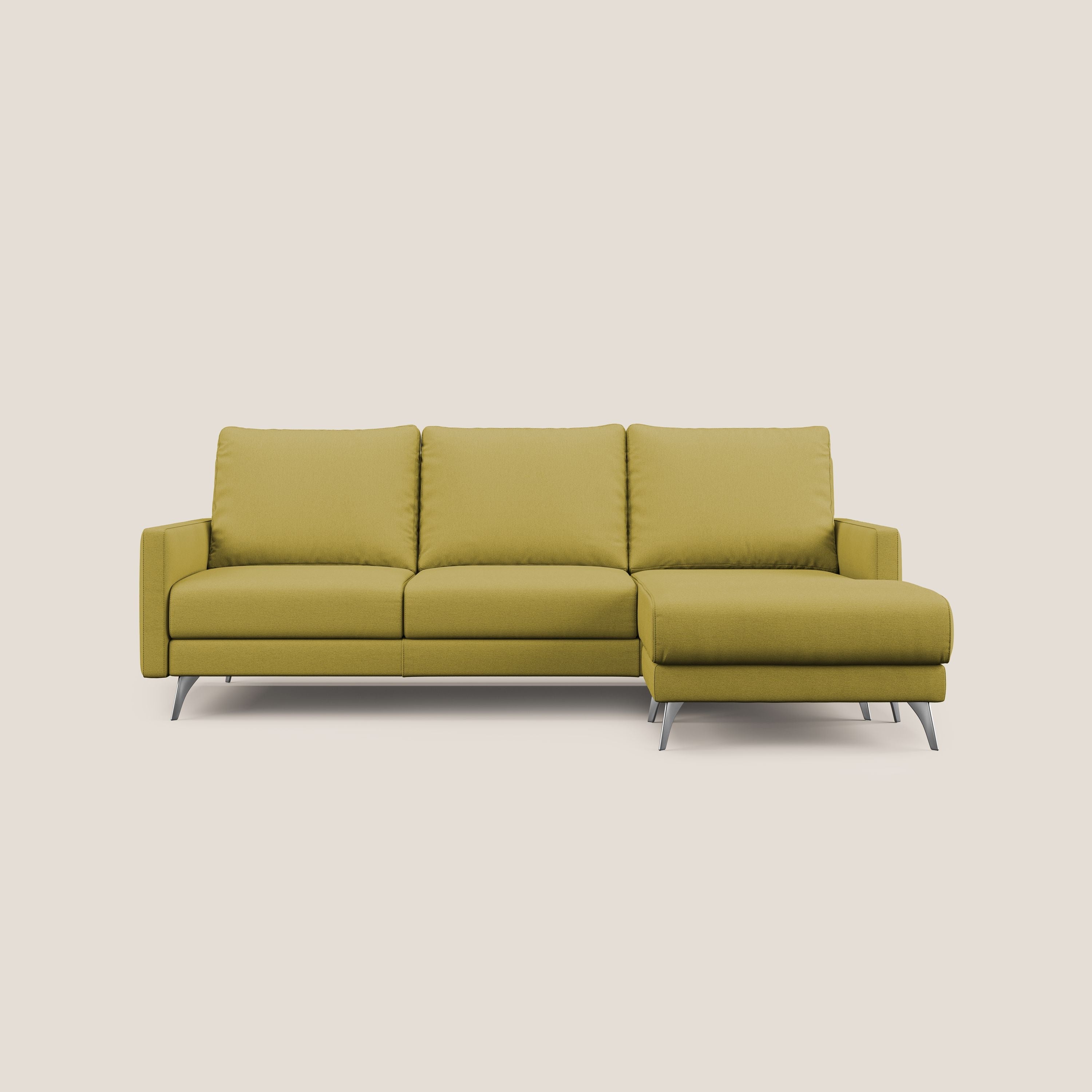 Klimt Divano angolare con sedute scorrevoli in tessuto morbido smacchiabile T05 giallo - divani.store