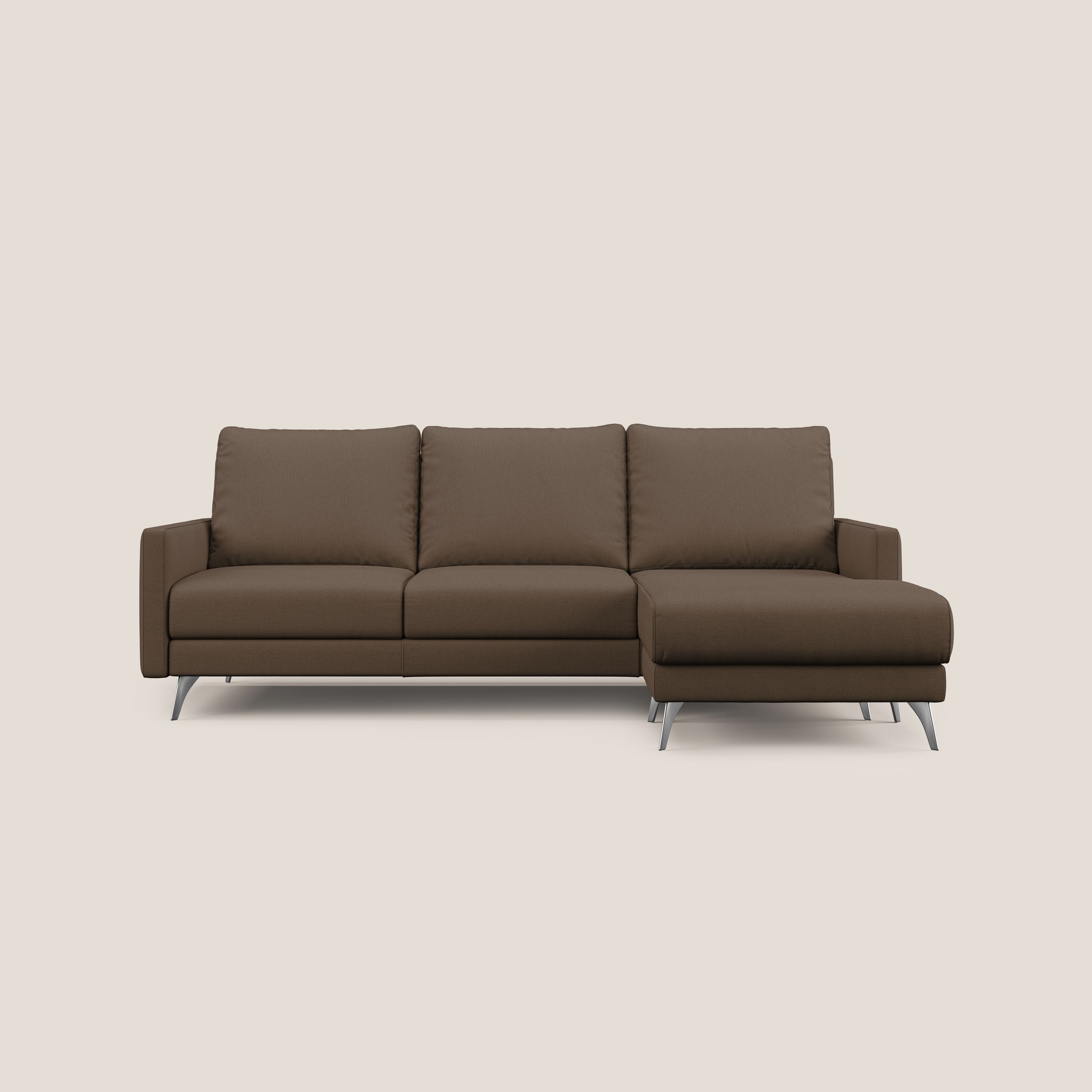 Klimt Divano angolare con sedute scorrevoli in tessuto morbido smacchiabile T05 marrone - divani.store