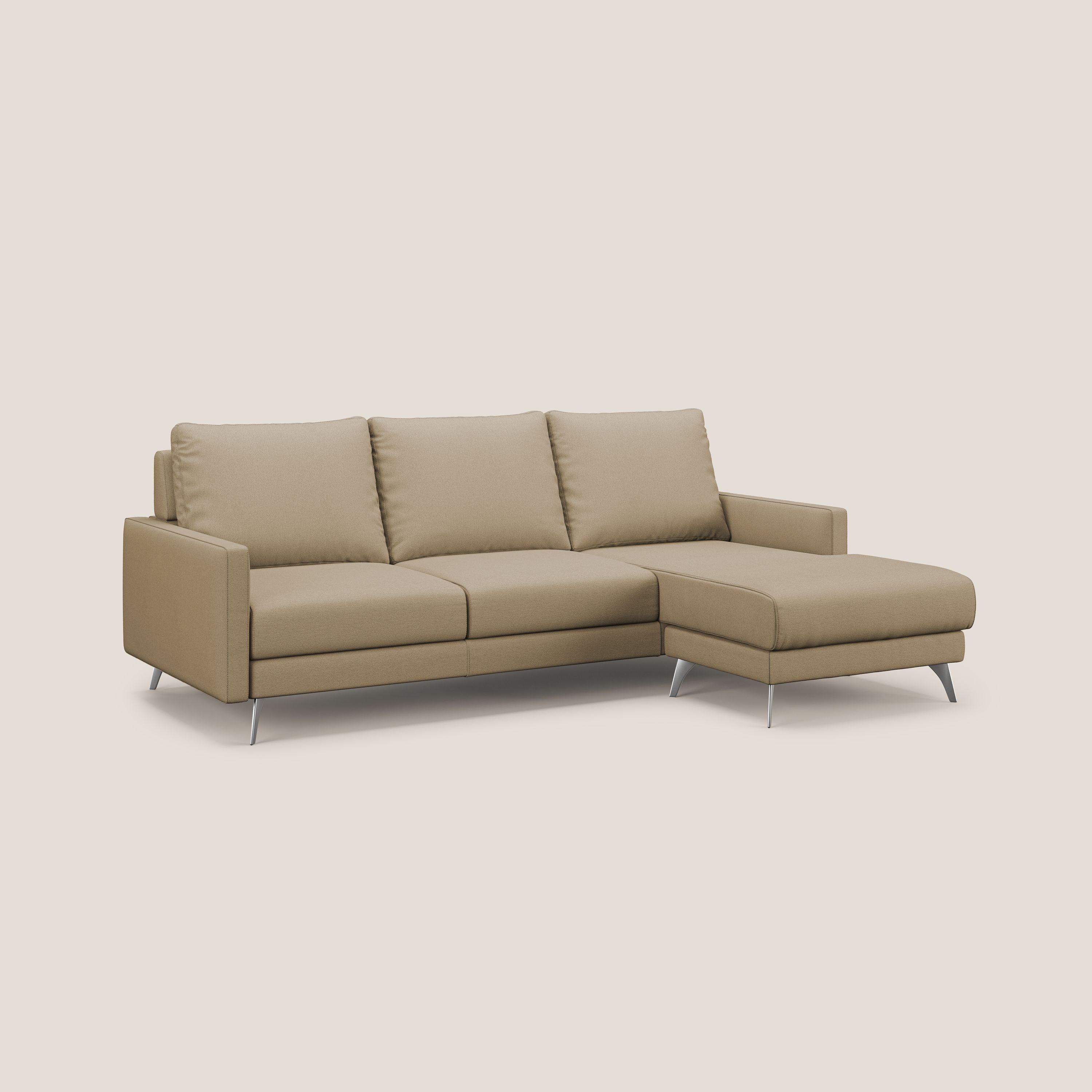 Klimt Divano angolare con sedute scorrevoli in tessuto morbido smacchiabile T05 beige - divani.store