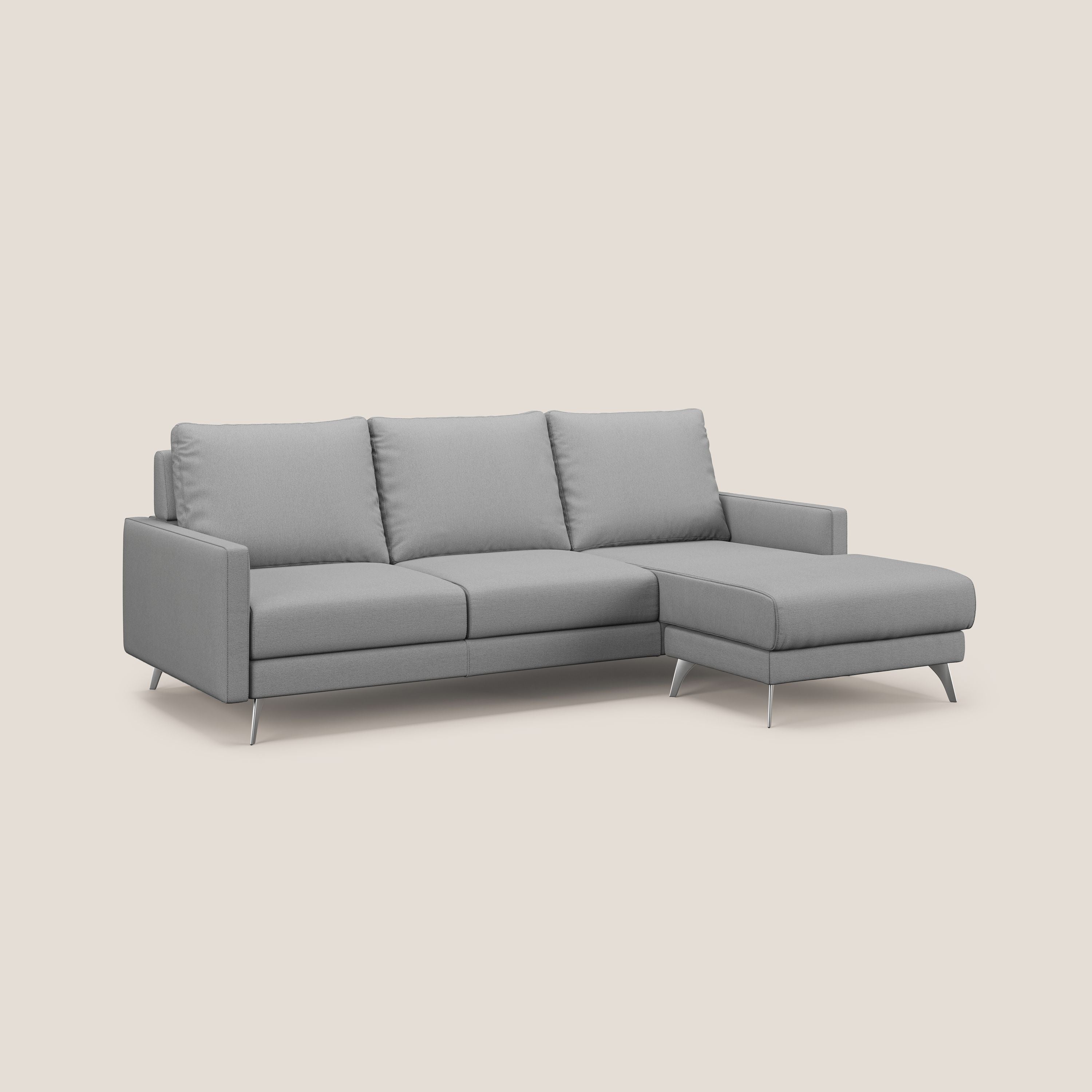 Klimt Divano angolare con sedute scorrevoli in tessuto morbido smacchiabile T05 grigio - divani.store