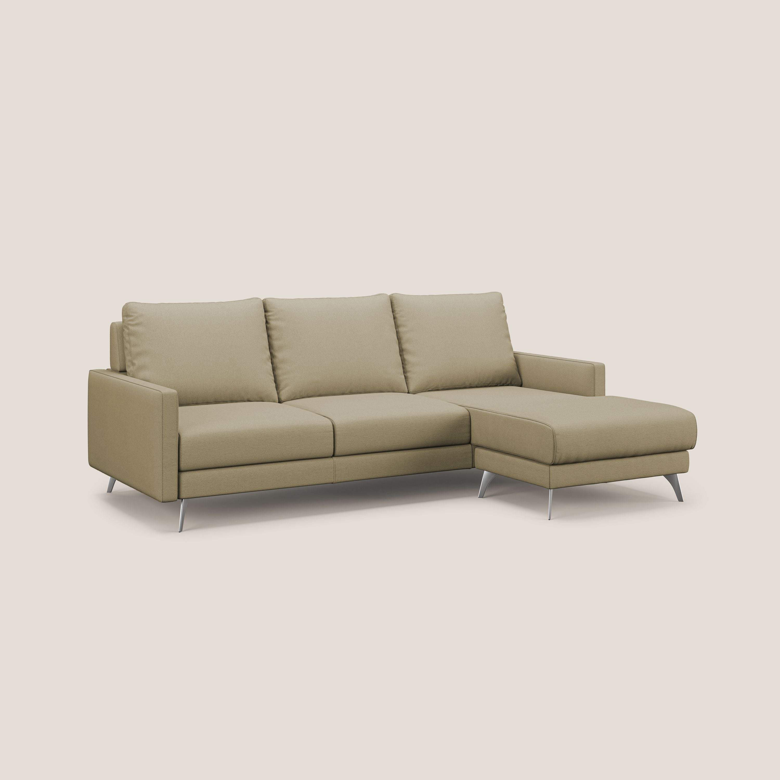 Klimt Divano angolare con sedute scorrevoli in tessuto morbido smacchiabile T05 cammello - divani.store