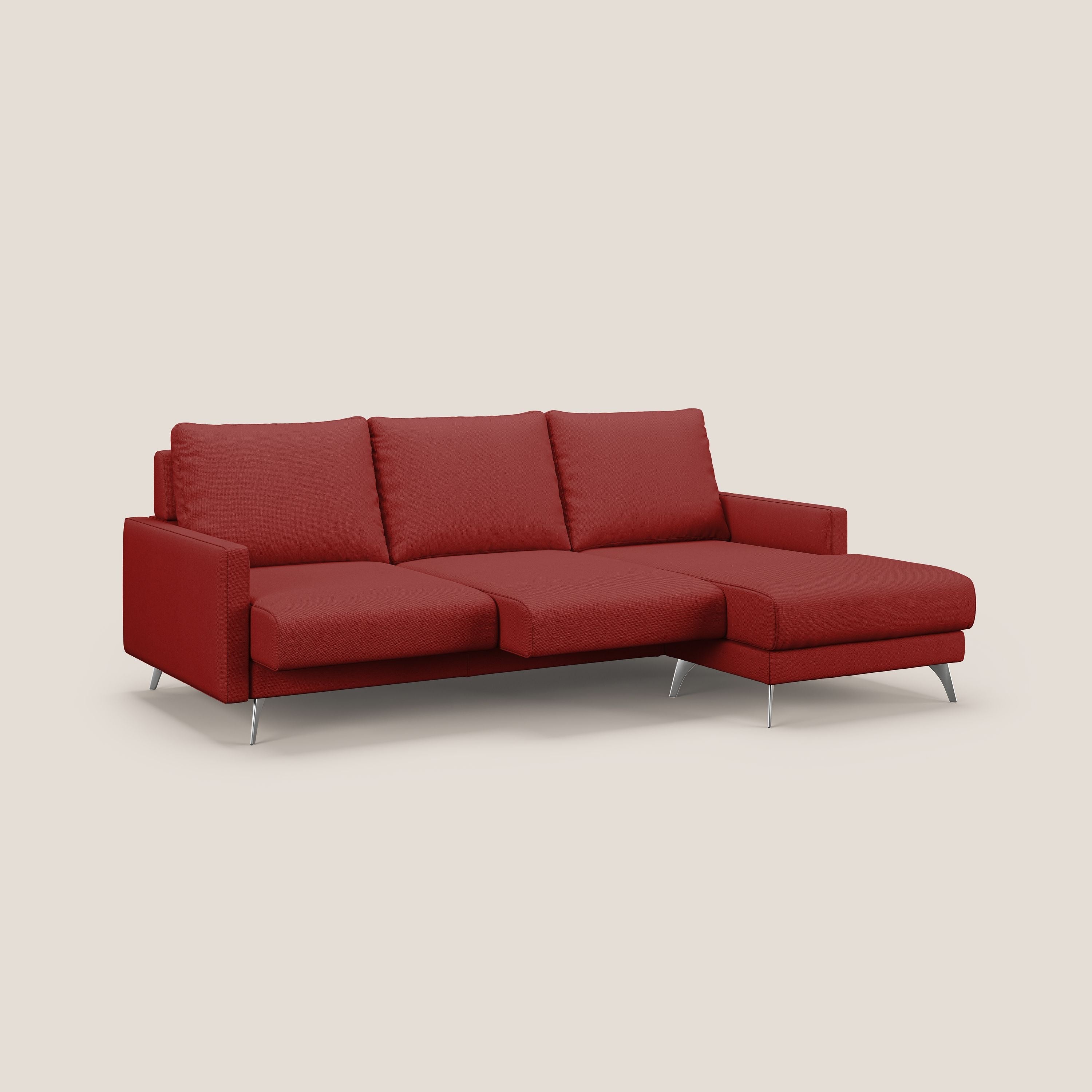 Klimt Divano angolare con sedute scorrevoli in tessuto morbido smacchiabile T05 rosso - divani.store