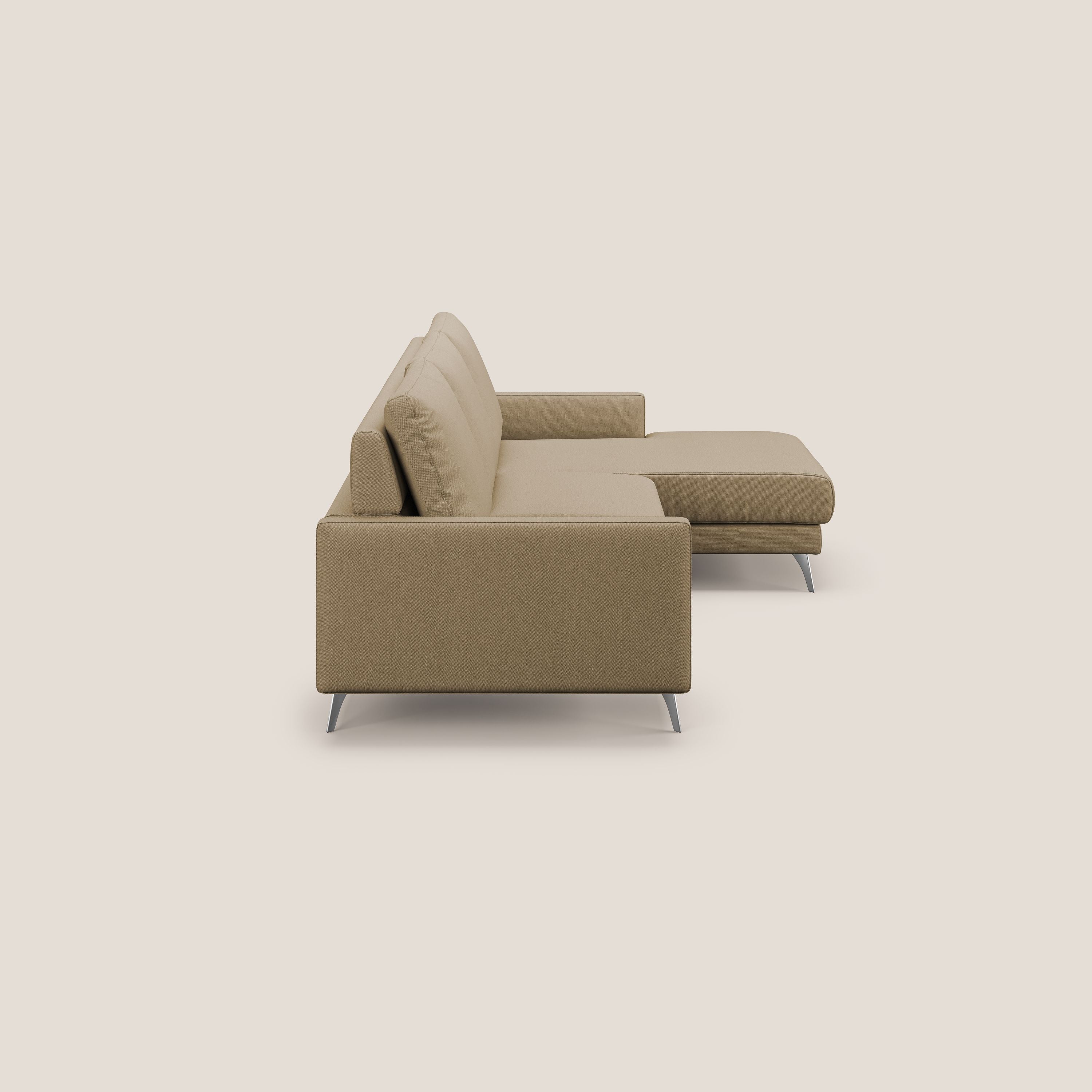 Klimt Divano angolare con sedute scorrevoli in tessuto morbido smacchiabile T05 beige - divani.store