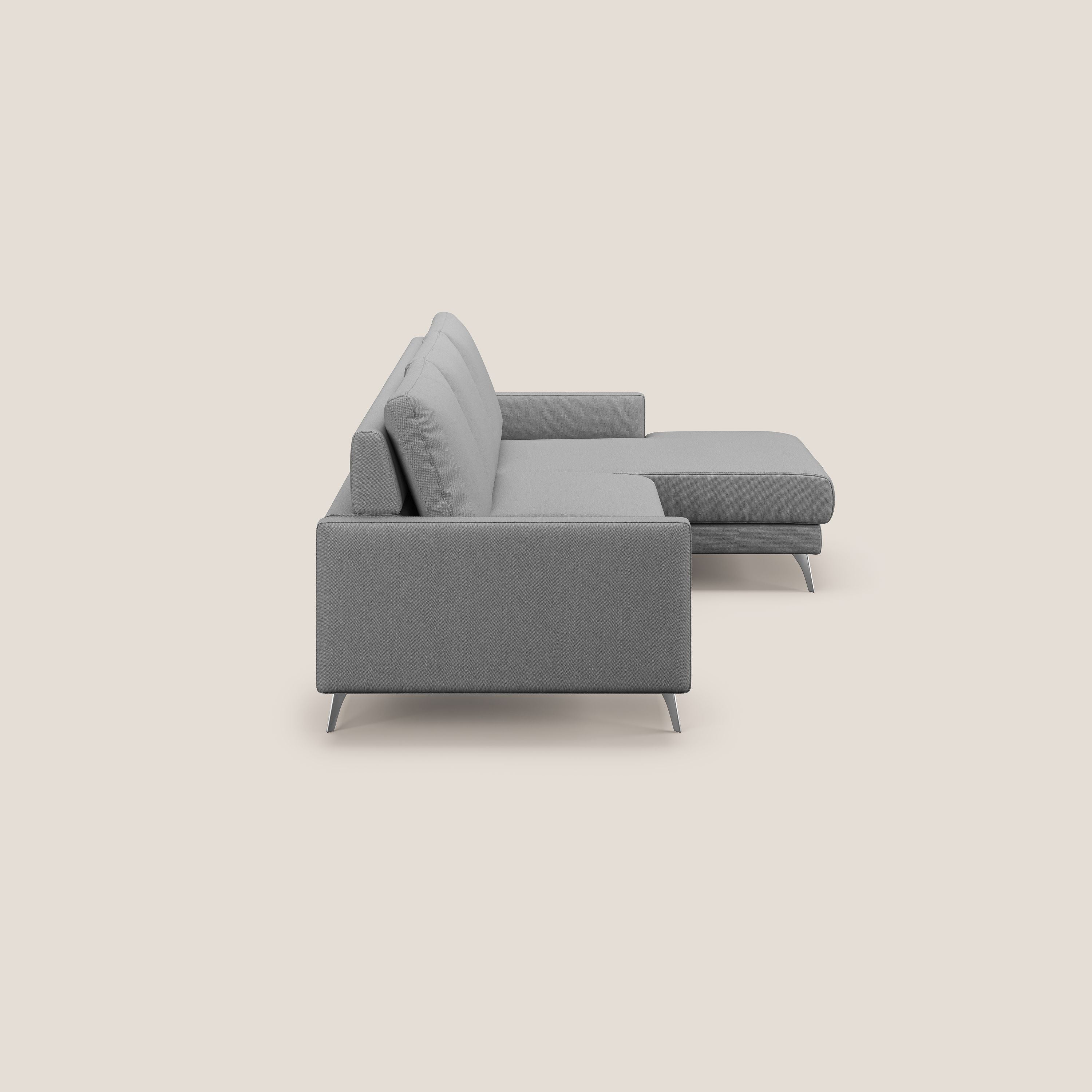 Klimt Divano angolare con sedute scorrevoli in tessuto morbido smacchiabile T05 grigio - divani.store