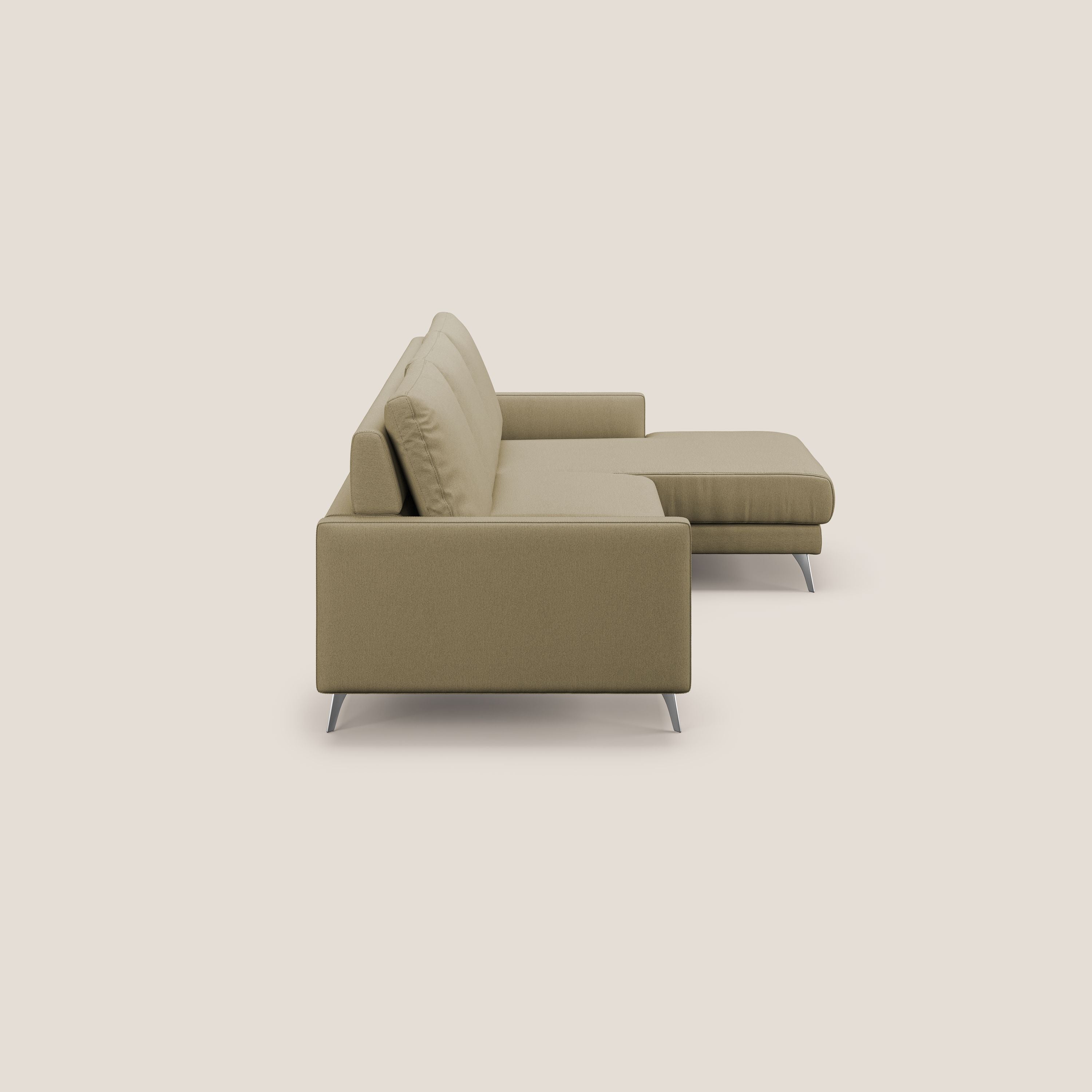 Klimt Divano angolare con sedute scorrevoli in tessuto morbido smacchiabile T05 cammello - divani.store