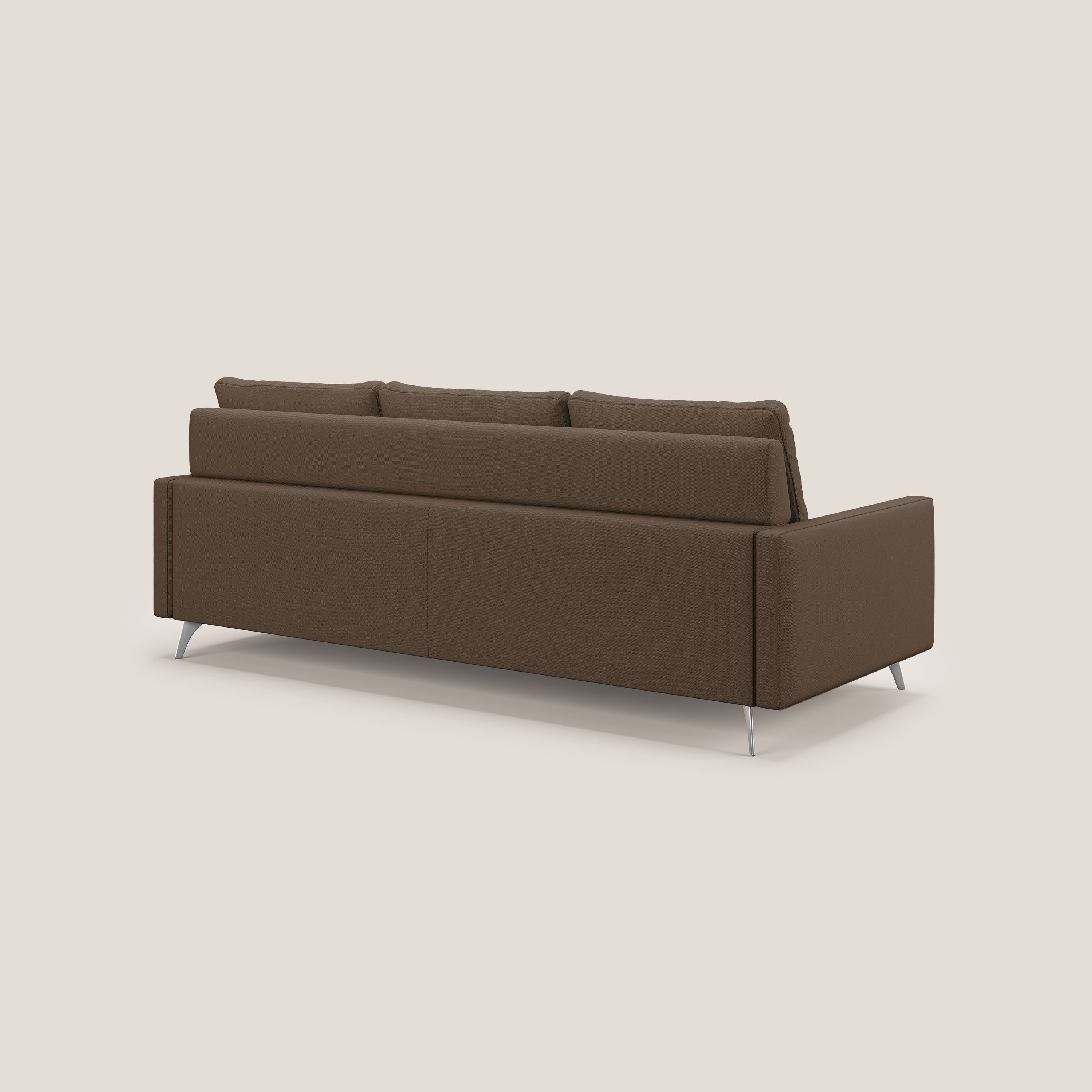 Klimt Divano angolare con sedute scorrevoli in tessuto morbido smacchiabile T05 marrone - divani.store