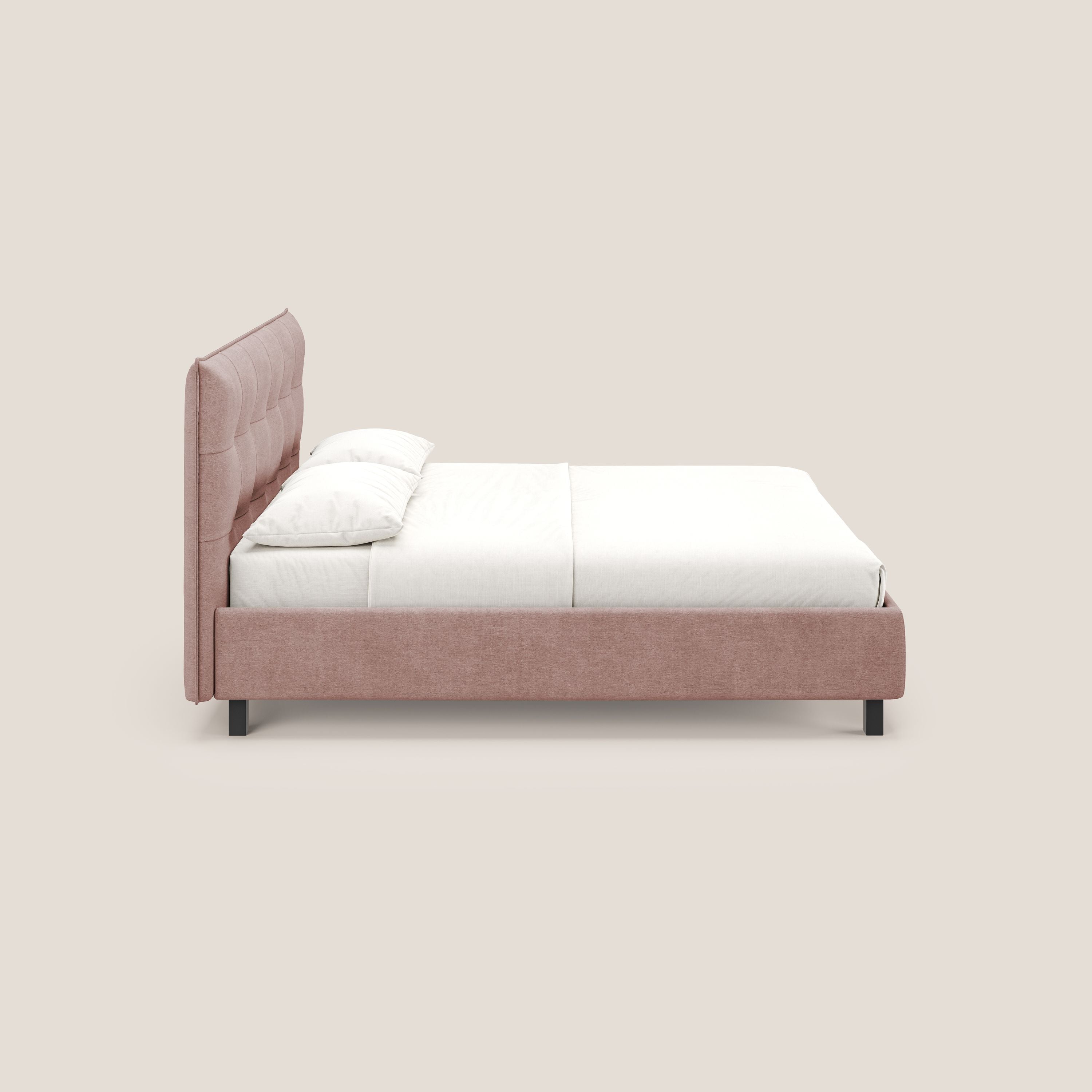 Liam letto contenitore con testata trapuntata in tessuto smacchiabile T17 rosa - divani.store