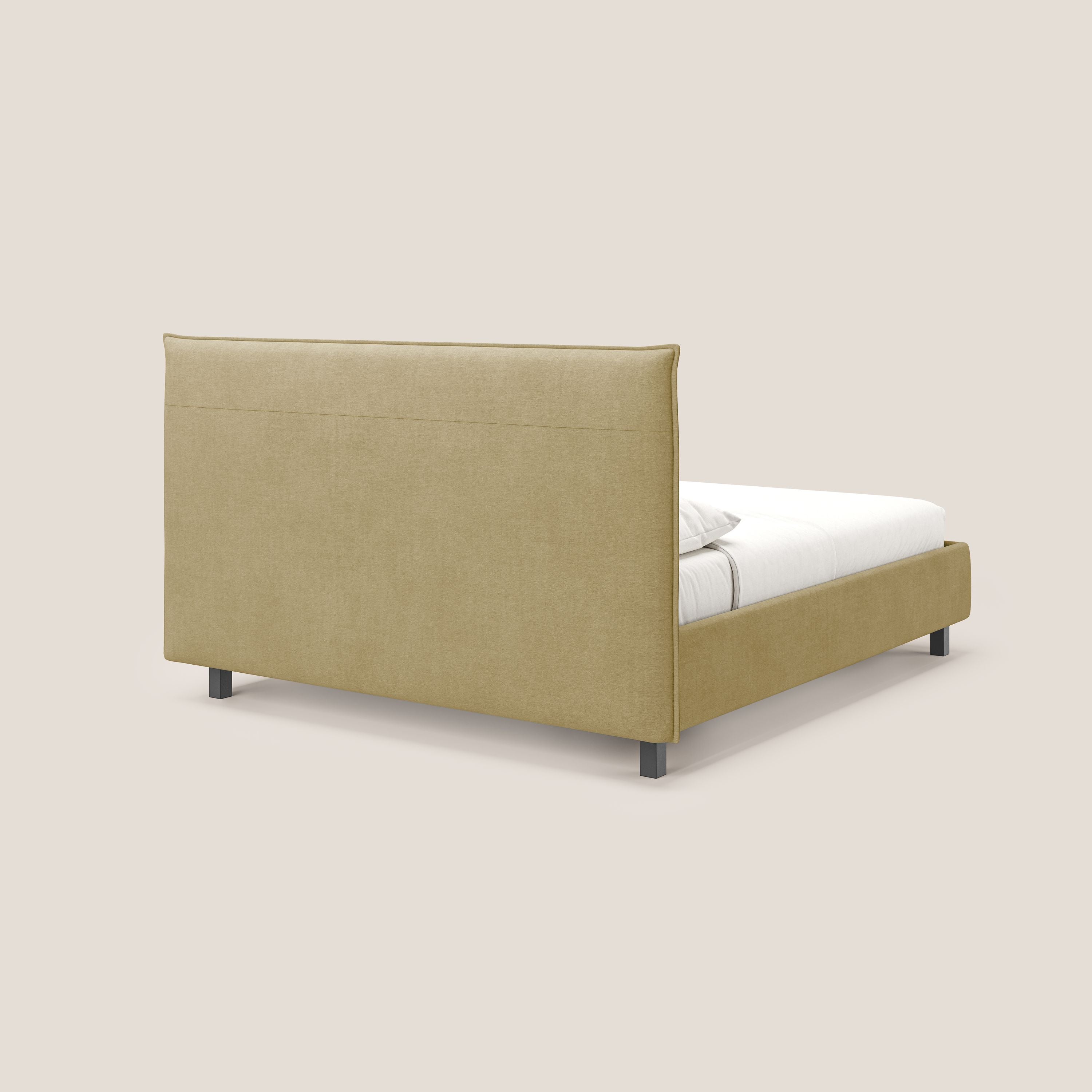Liam letto contenitore con testata trapuntata in tessuto smacchiabile T17 giallo - divani.store