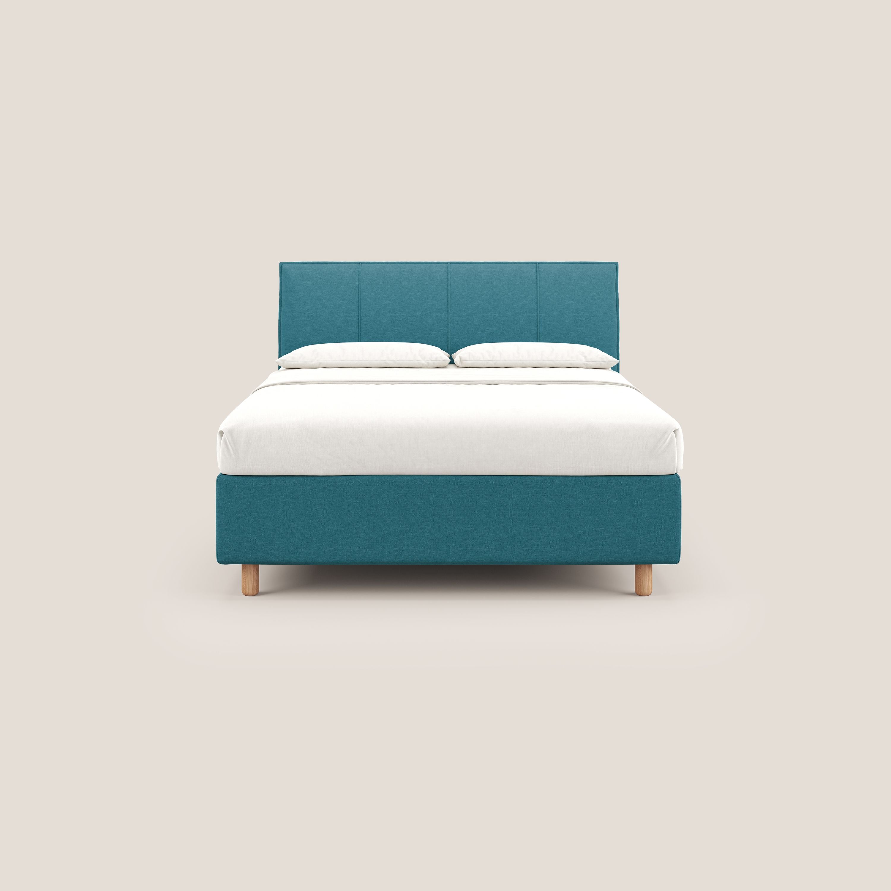 Lothar letto contenitore maxi dalle dimensioni contenute in tessuto impermeabile T13 azzurro - divani.store