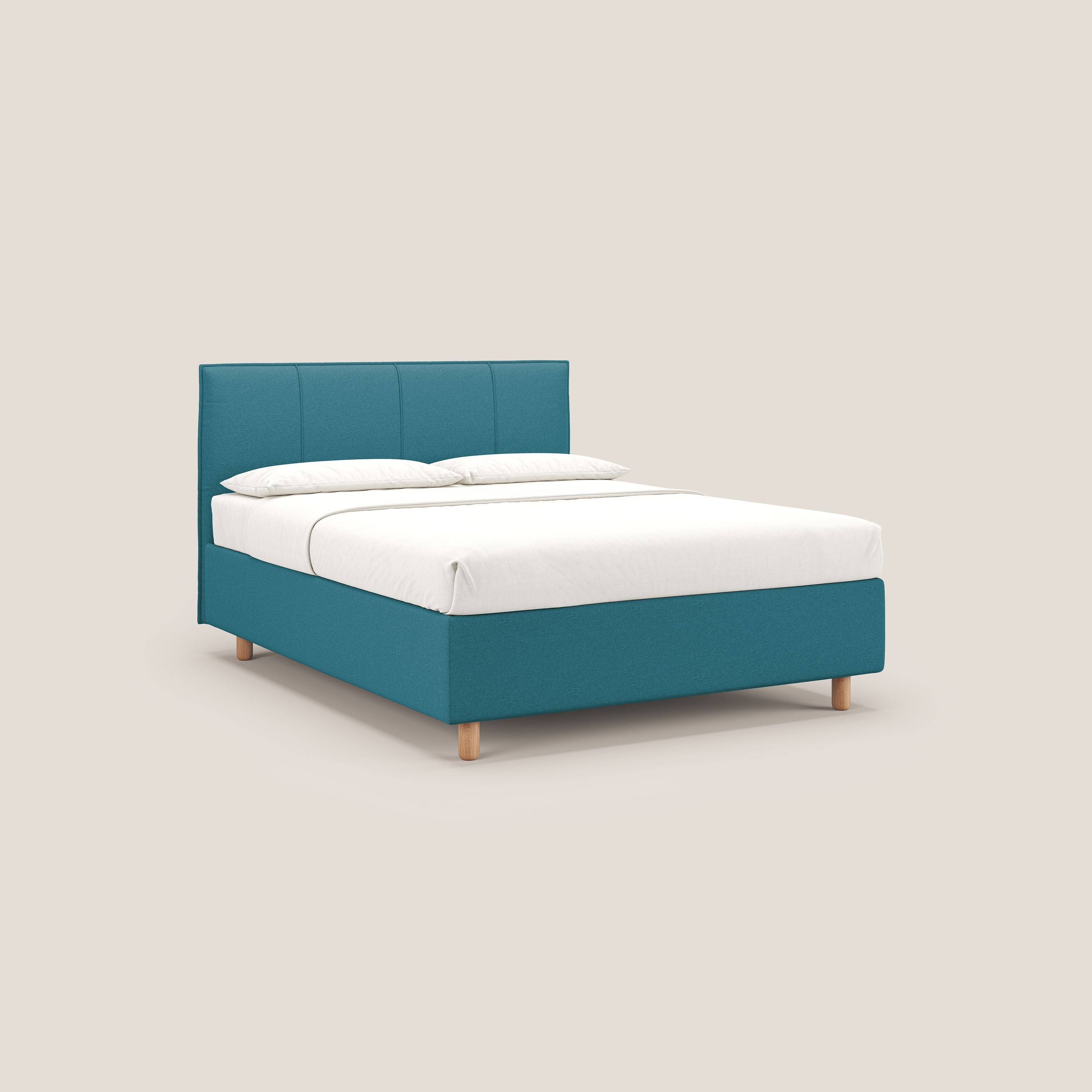 Lothar letto contenitore maxi dalle dimensioni contenute in tessuto impermeabile T13 azzurro - divani.store