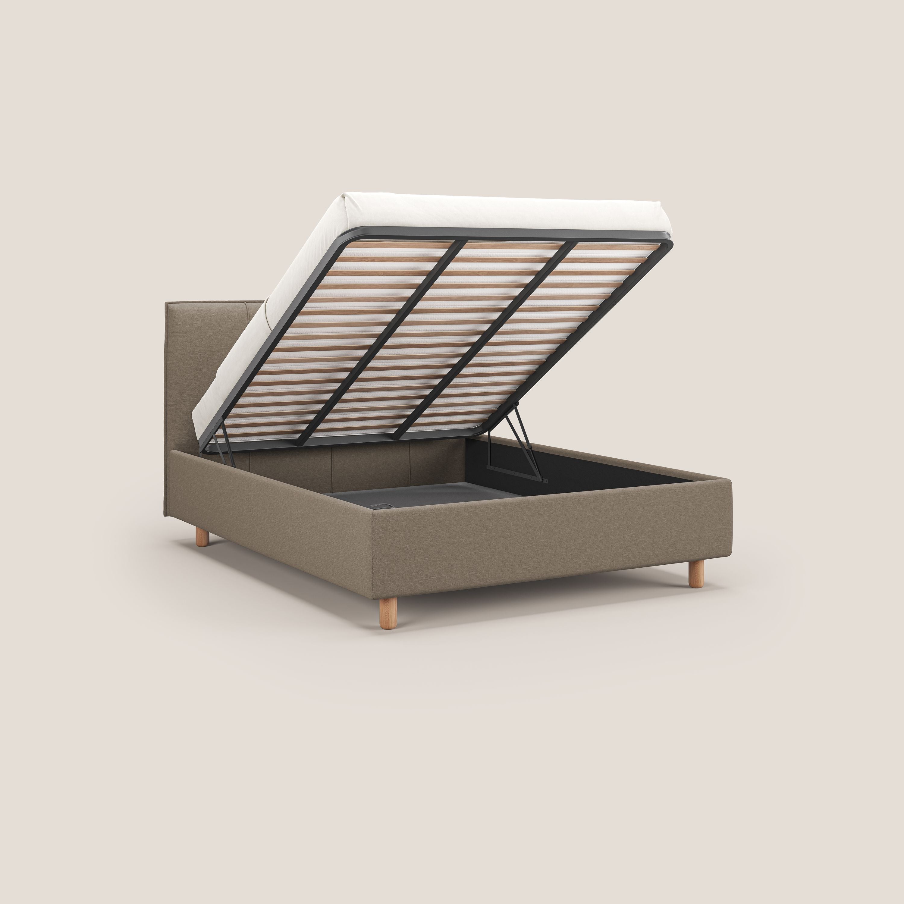 Lothar letto contenitore maxi dalle dimensioni contenute in tessuto impermeabile T13 beige - divani.store