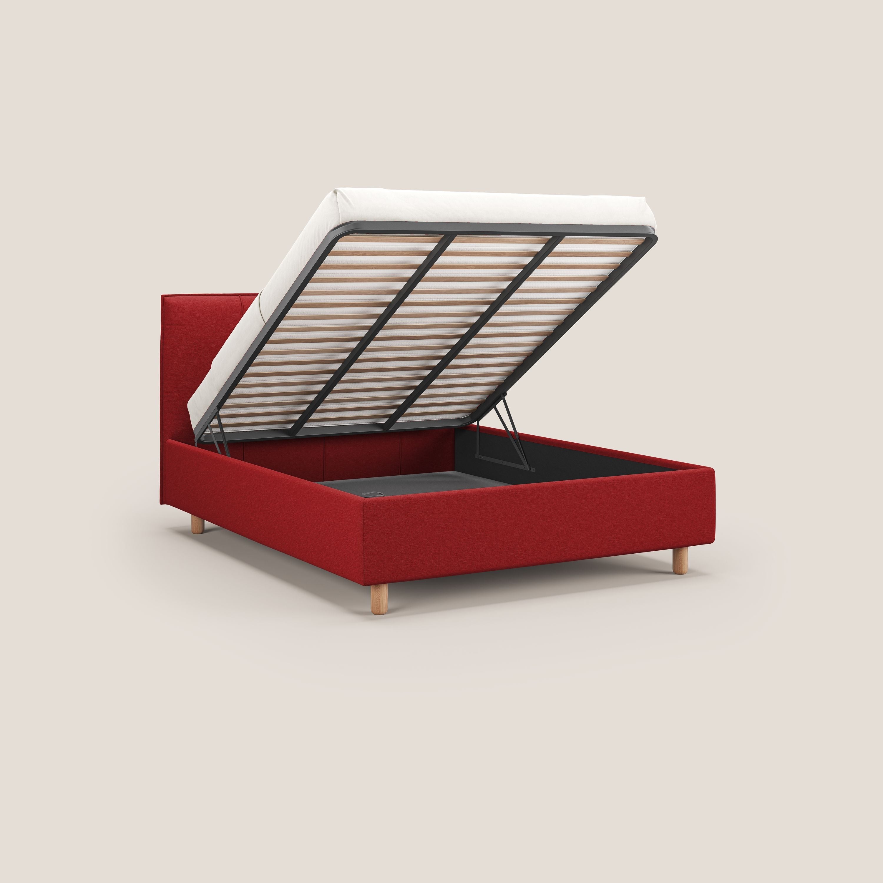 Lothar letto contenitore maxi dalle dimensioni contenute in tessuto impermeabile T13 rosso - divani.store