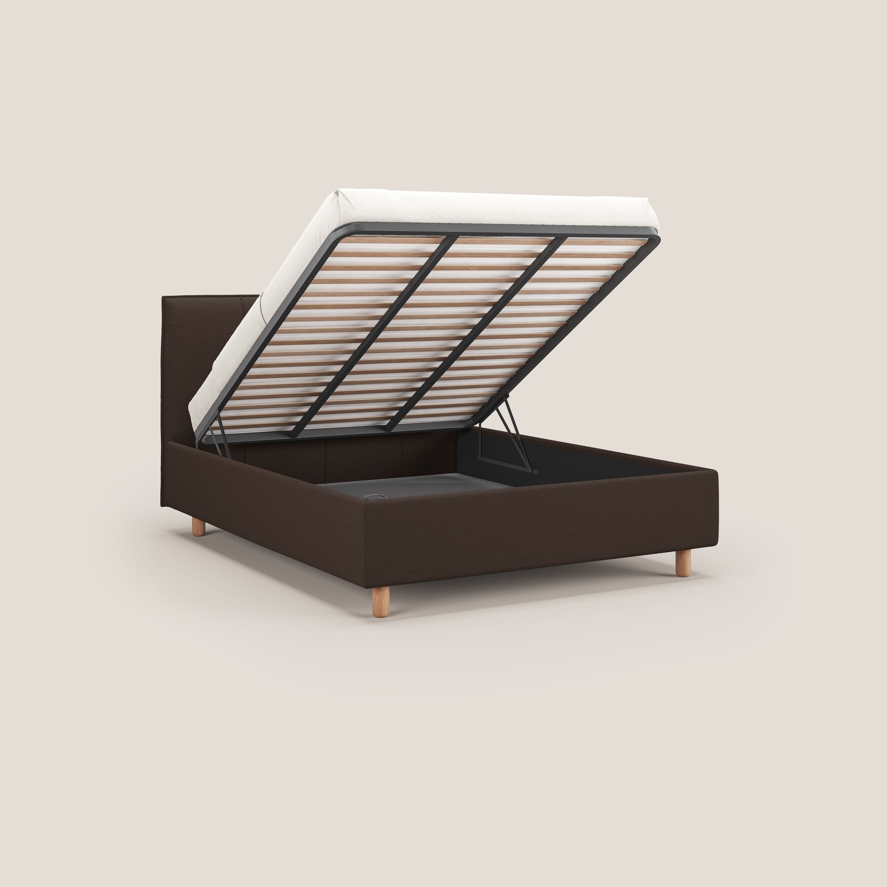 Lothar letto contenitore maxi dalle dimensioni contenute in tessuto impermeabile T13 marrone - divani.store
