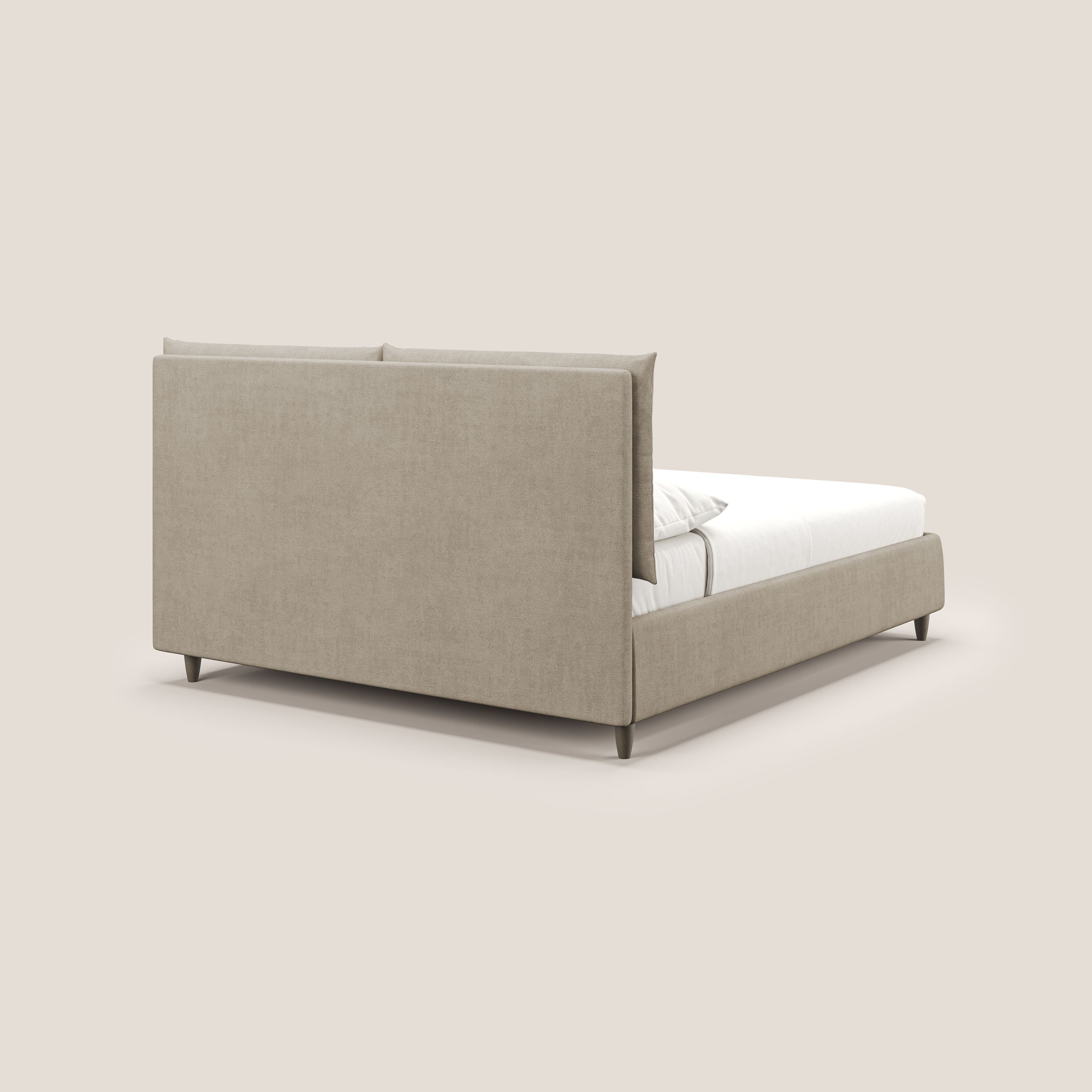 Mariana letto imbottito contenitore con cuscini in tessuto impermeabile T02 beige - divani.store