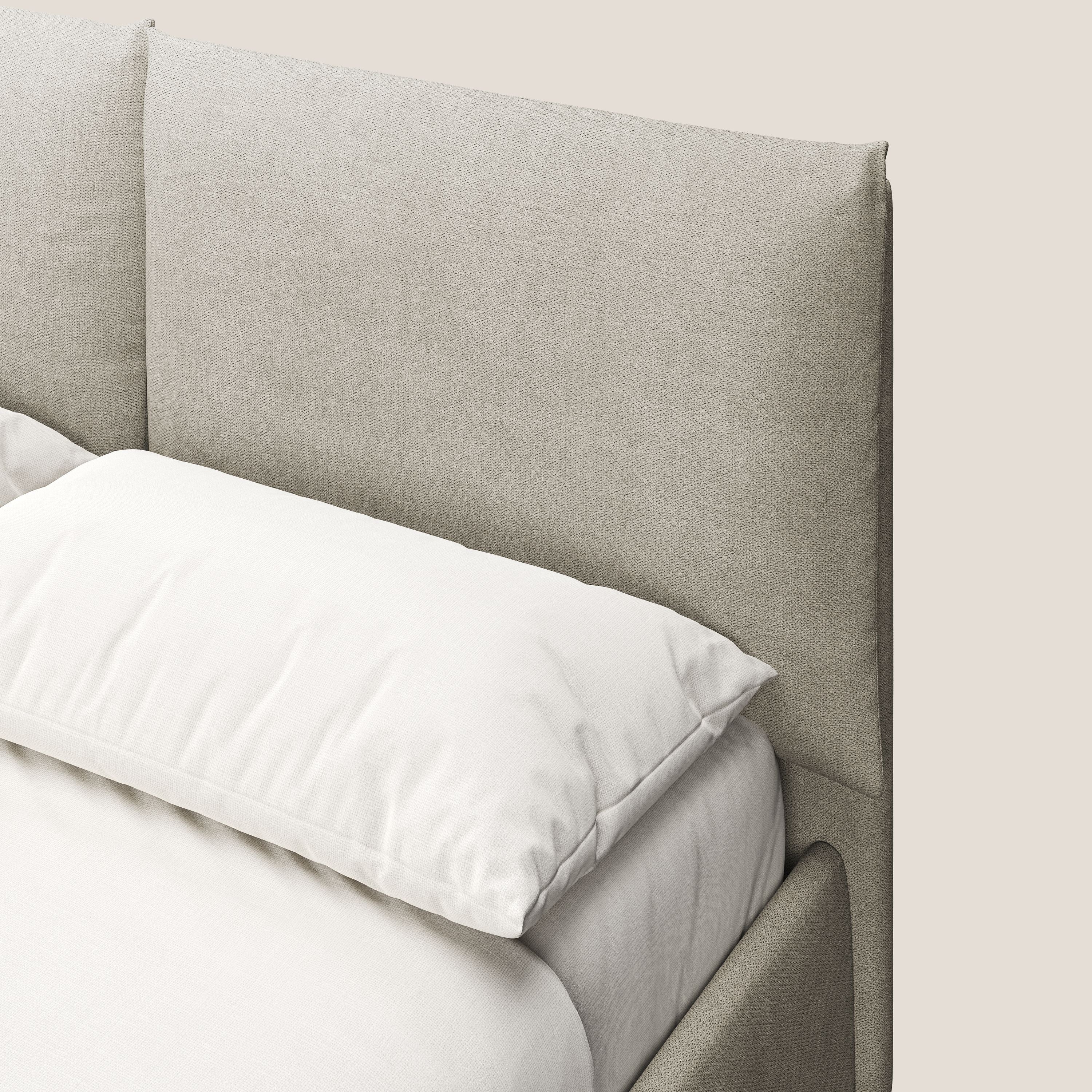 Mariana letto imbottito contenitore con cuscini in tessuto impermeabile T02 panna - divani.store