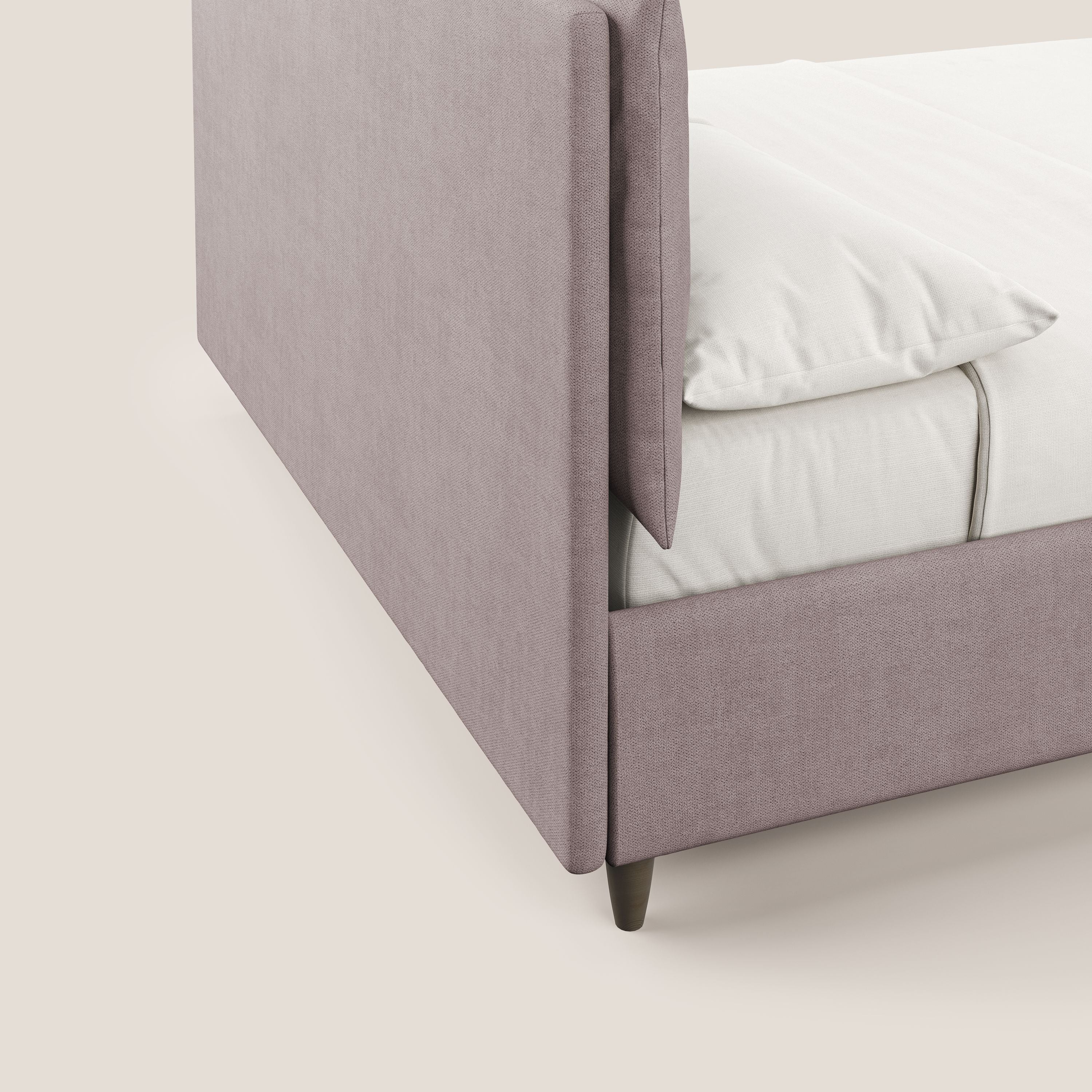 Mariana letto imbottito contenitore con cuscini in tessuto impermeabile T02 rosa - divani.store