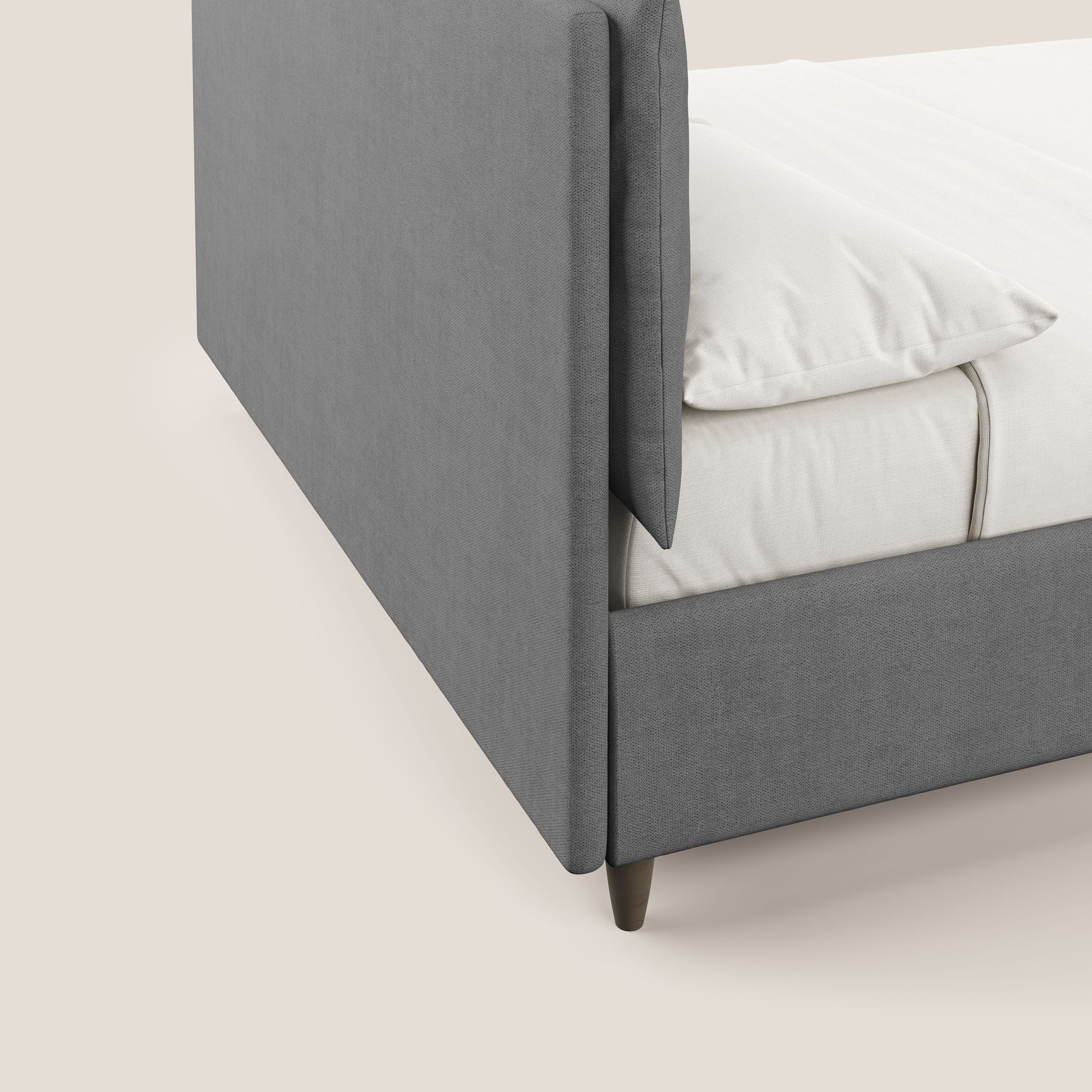 Mariana letto imbottito contenitore con cuscini in tessuto impermeabile T02 grigio - divani.store