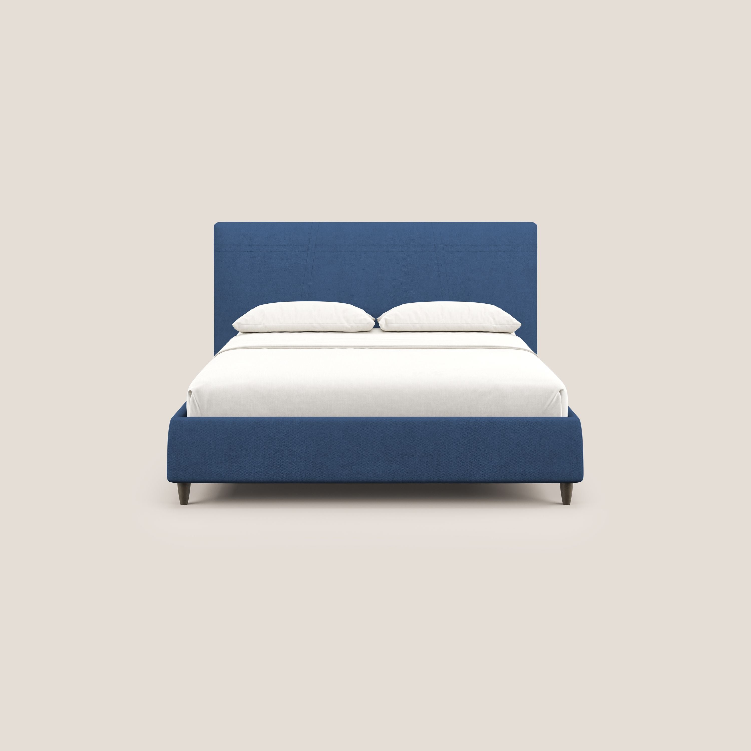 Martina letto imbottito contenitore in tessuto impermeabile T02 blu - divani.store